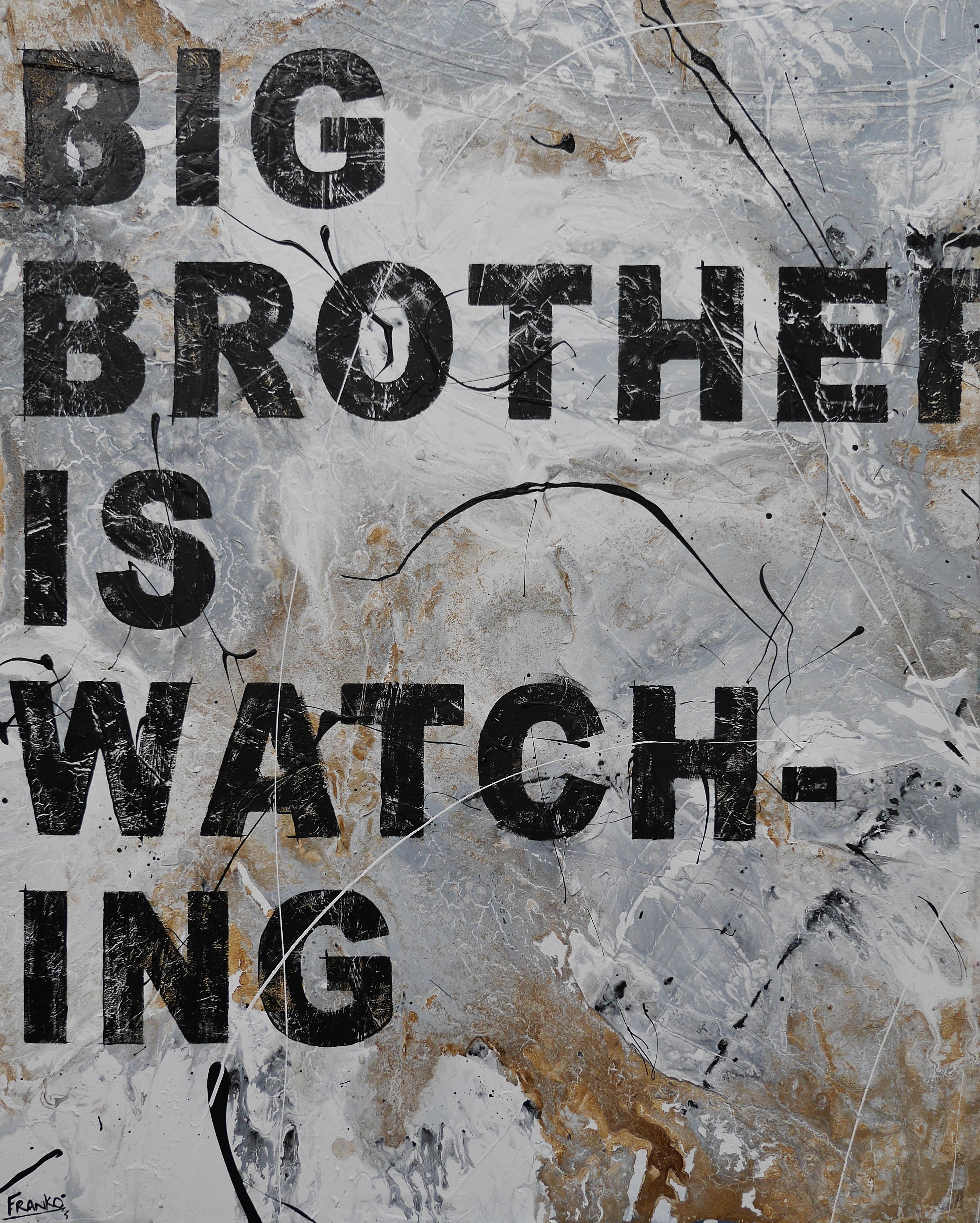 Big Bro 120cm x 150cm Textured Urban Pop Art Painting-Urban Pop Art-[Franko]-[Australian Artist]-[Large]-[Popular]-Franklin Art Studio