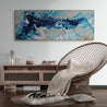 Malted 160cm x 60cm Navy Blues Malt White Textured Abstract Painting-Abstract-[Franko Artist]-[The Block]-[Dream Homes]-[ideas]-Franklin Art Studio