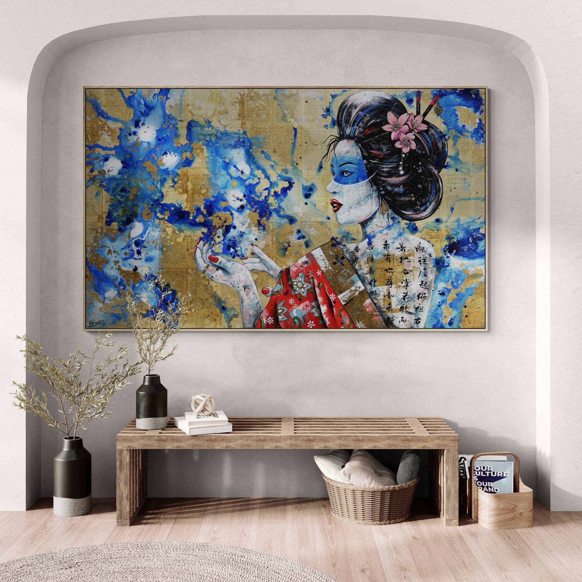 Aquilla 200cm x 120cm Geisha Abstract Realism Book Club Painting (SOLD)