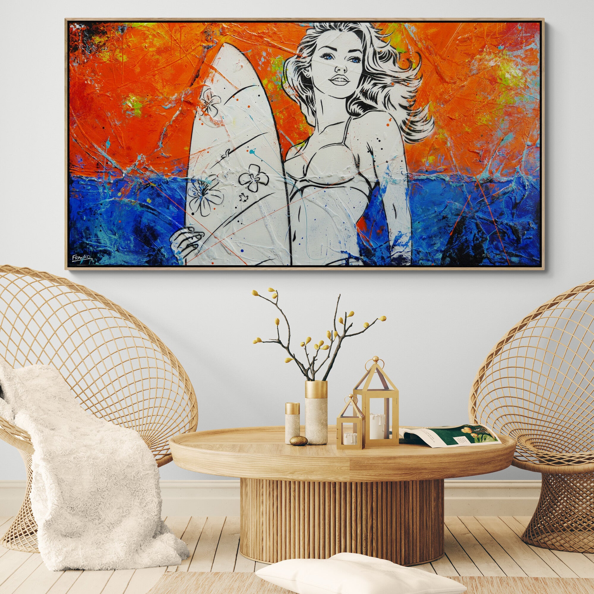 Summer Vibes 190cm x 100cm Cocktails Textured Urban Pop Art Painting