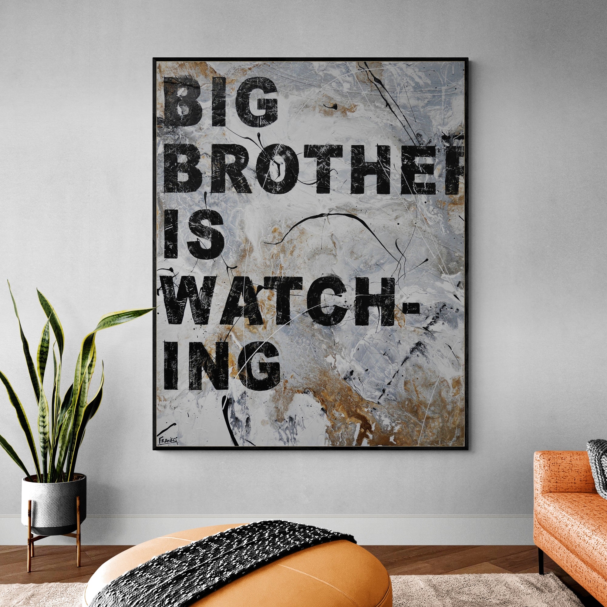 Big Bro 120cm x 150cm Textured Urban Pop Art Painting-Urban Pop Art-[Franko Artist]-[The Block]-[Dream Homes]-[ideas]-Franklin Art Studio