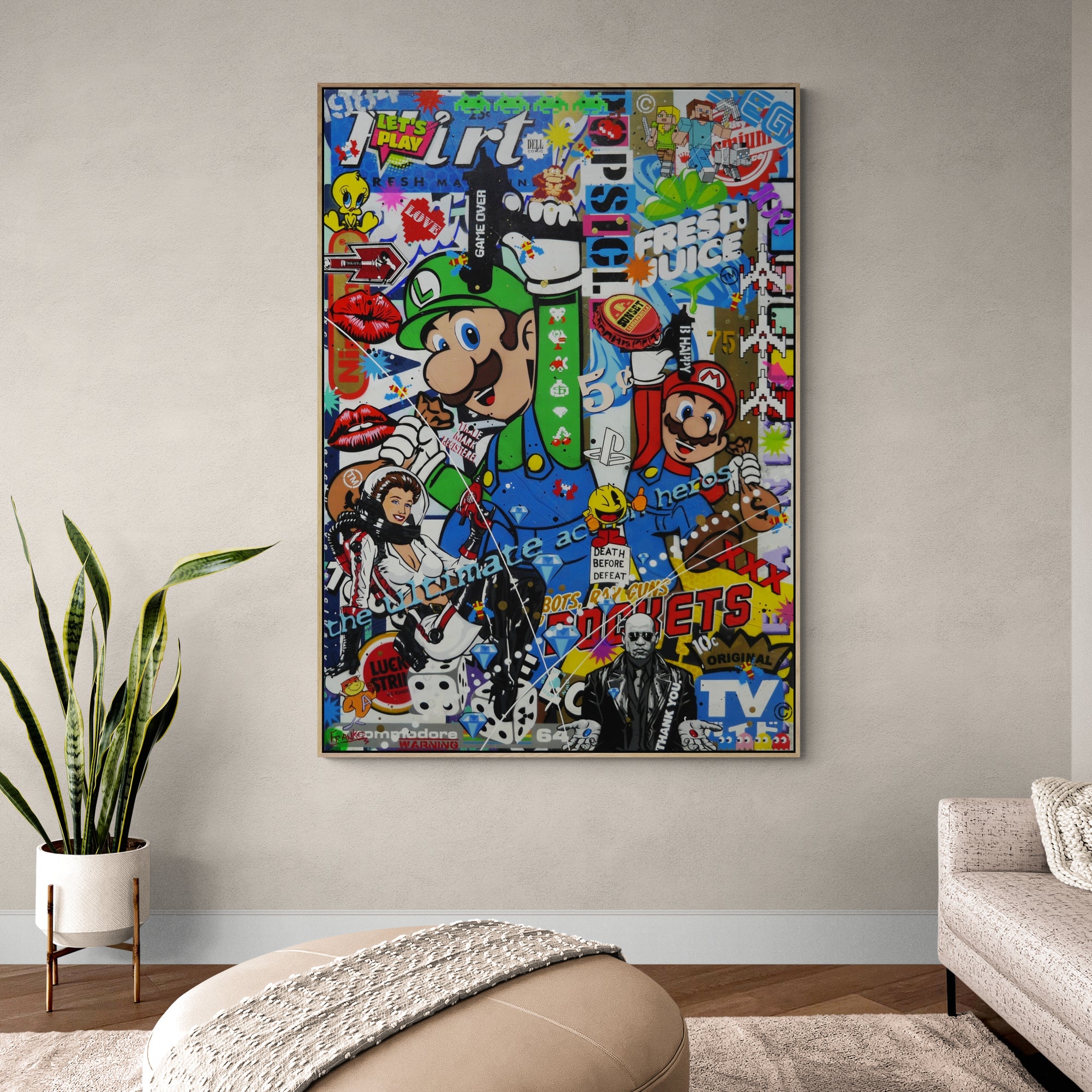 Super Smash and Grab 140cm x 100cm Textured Urban Pop Art Painting