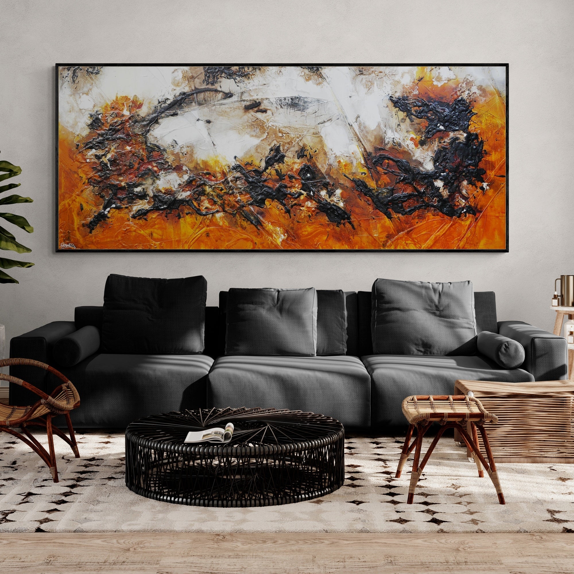 Craving Sienna 240cm x 100cm Textured Abstract Painting (SOLD)-Abstract-Franko-[huge]-[Australian]-[best Selling]-Franklin Art Studio
