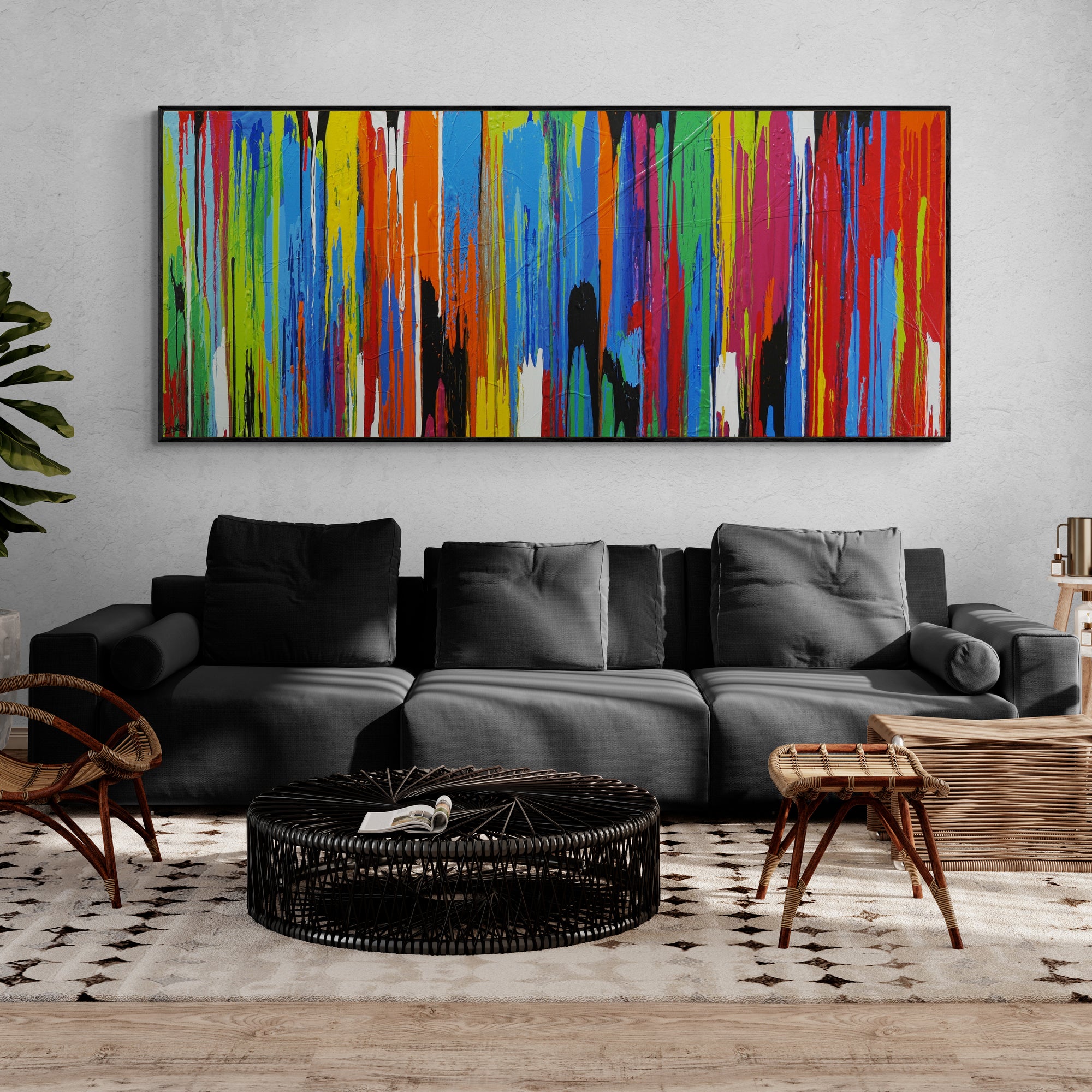 The Colouring 240cm x 100cm Colourful Textured Abstract Painting (SOLD)