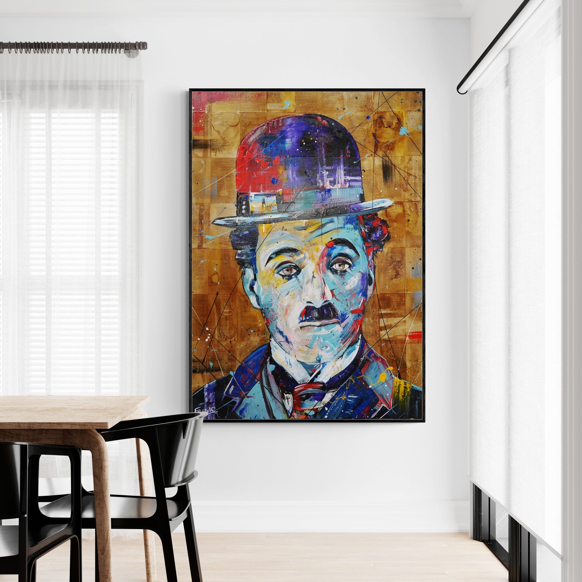 Blue Charlie 140cm x 100cm Charlie Chaplin Abstract Realism Book Club Painting (SOLD)