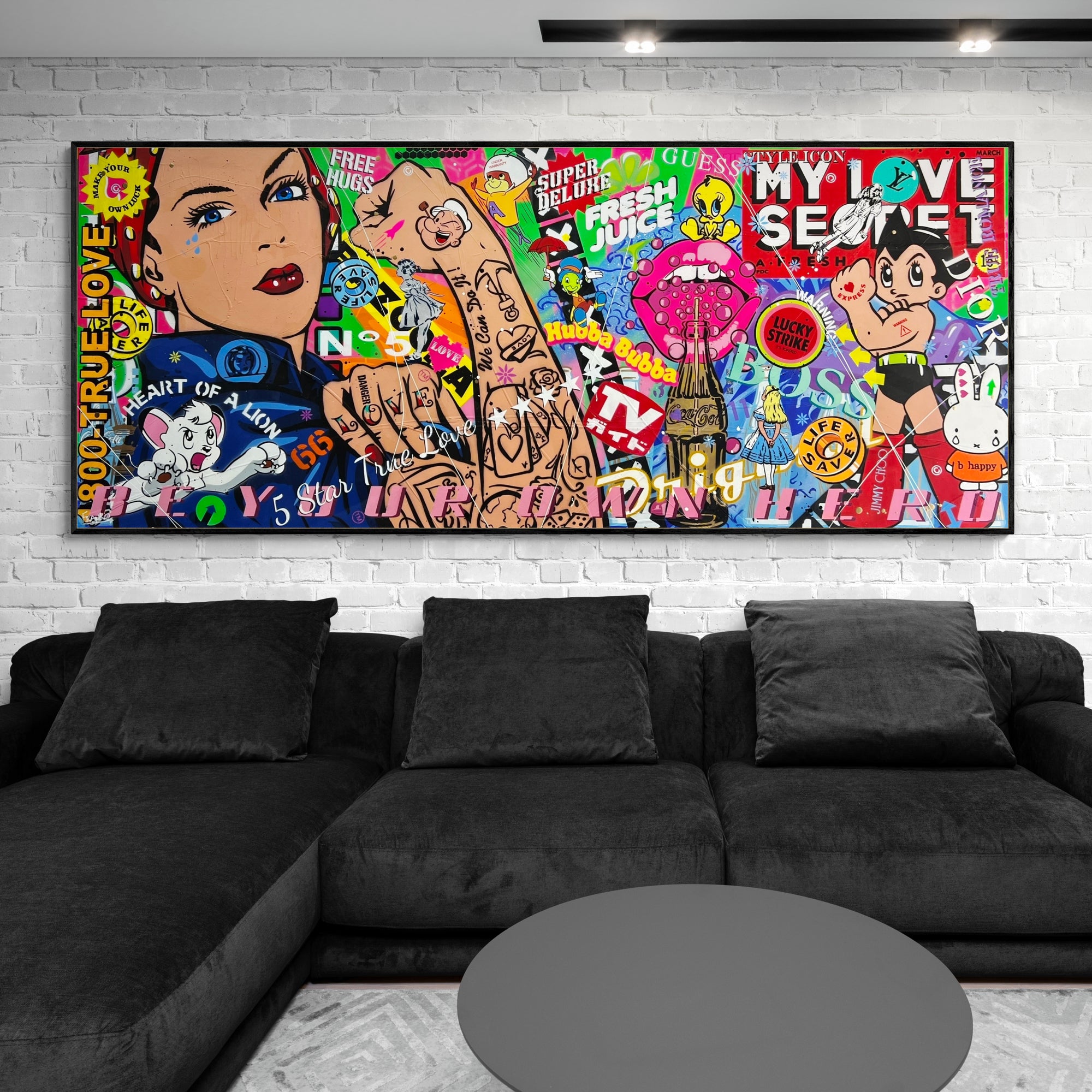 Rosie Can ... 240cm x 100cm Rosie the Riveter Textured Urban Pop Art Painting-Urban Pop Art-Franko-[huge]-[Australian]-[best Selling]-Franklin Art Studio