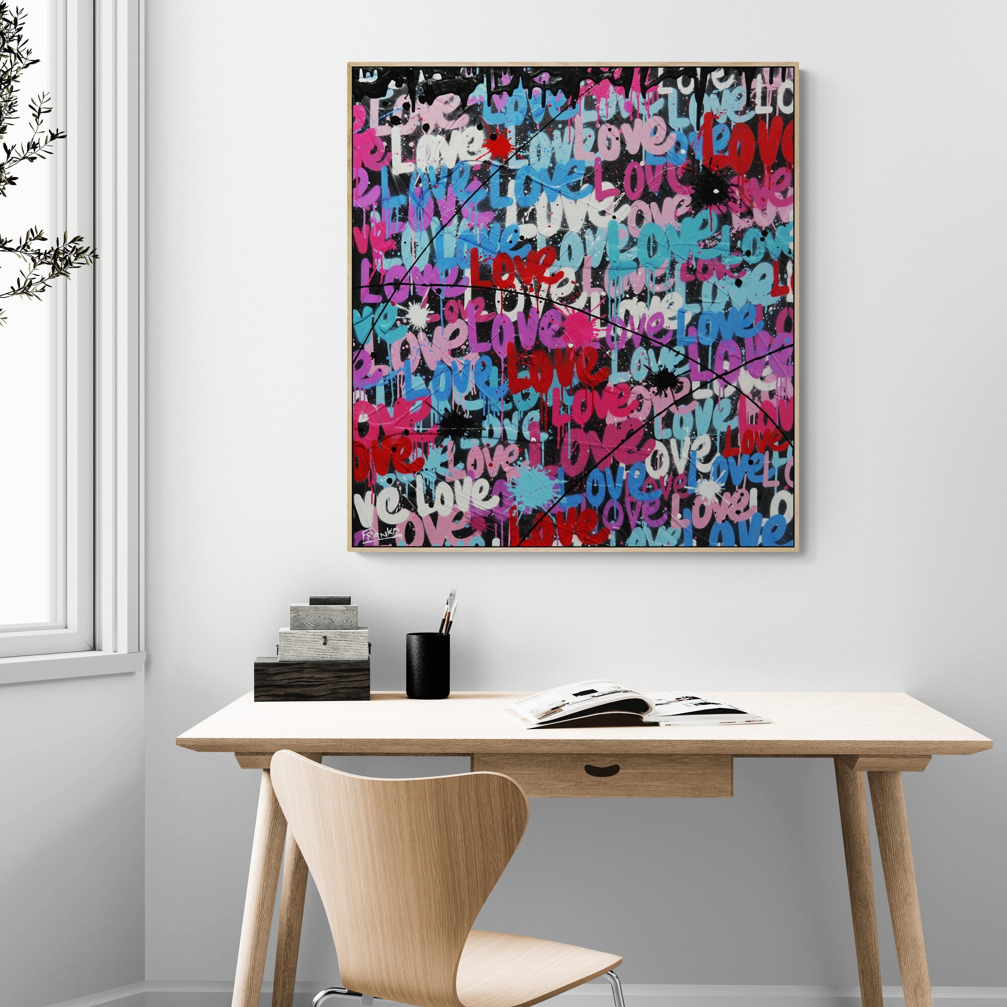 Loving 92cm x 100cm Textured Urban Pop Art Painting-Urban Pop Art-Franko-[huge]-[Australian]-[best Selling]-Franklin Art Studio