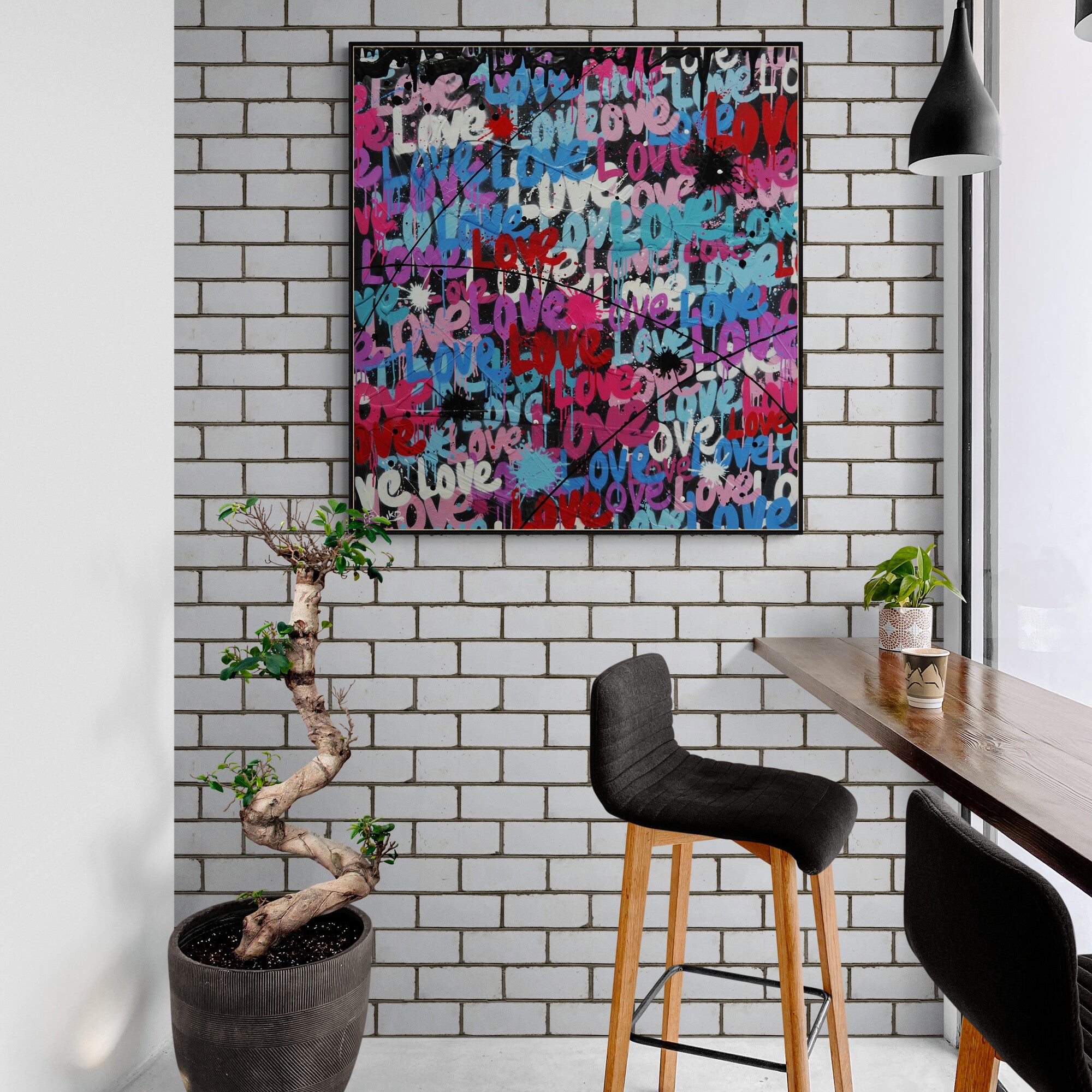 Loving 92cm x 100cm Textured Urban Pop Art Painting-Urban Pop Art-[Franko Artist]-[The Block]-[Dream Homes]-[ideas]-Franklin Art Studio