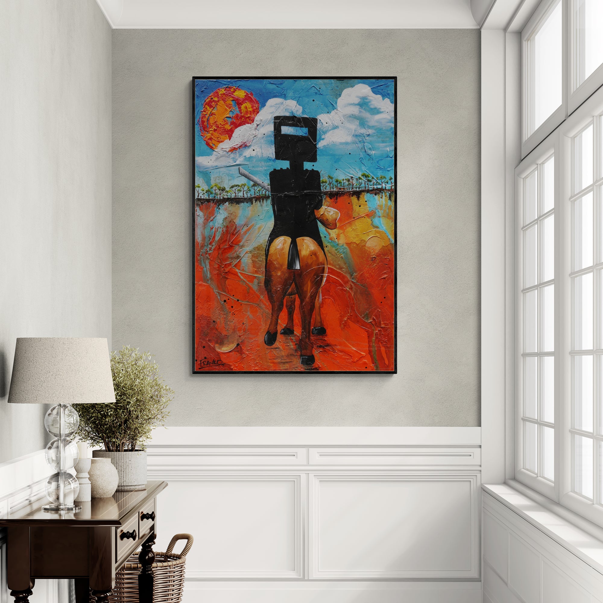 Outback Ned 67cm x 97cm Ned Kelly Abstract Realism Textured Painting (SOLD)