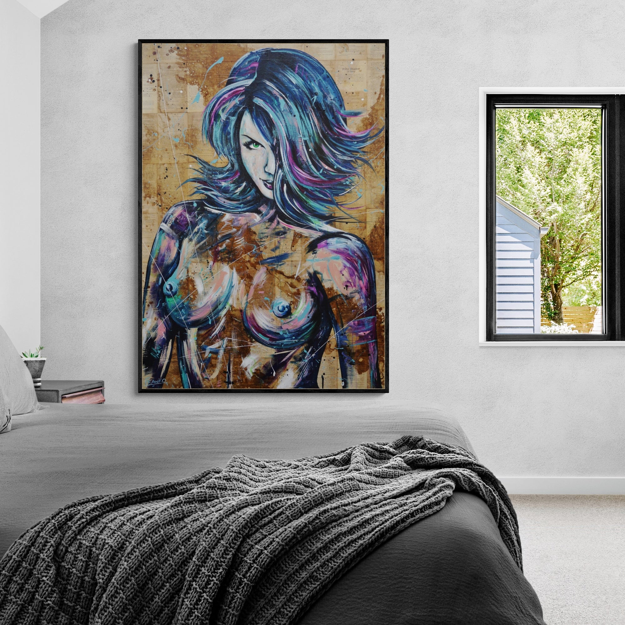 Sugar Vixen 140cm x 100cm Nude Abstract Realism Book Club Painting (SOLD)-book club-Franko-[huge]-[Australian]-[best Selling]-Franklin Art Studio