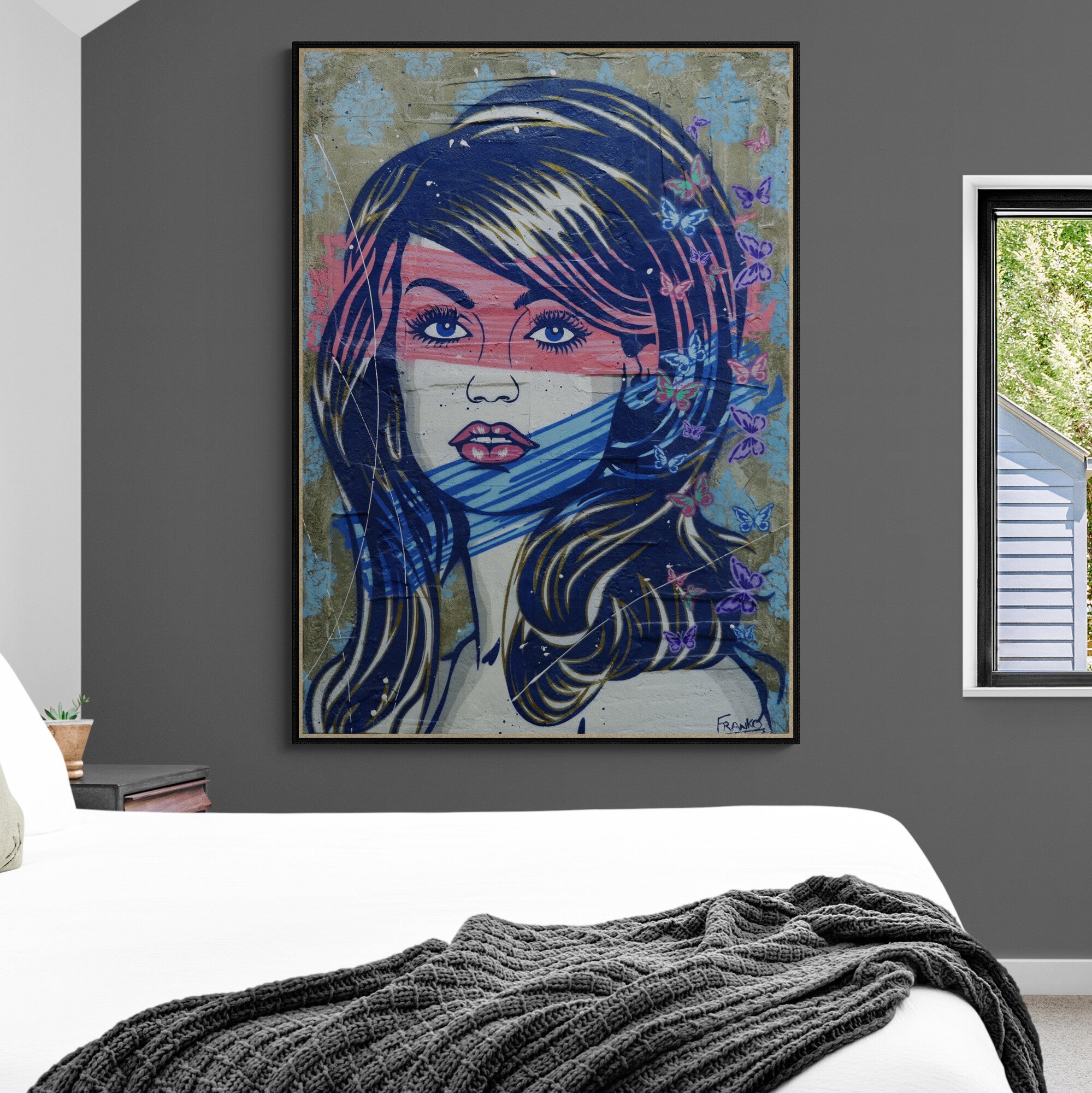 Butterflies 100cm x 140cm Concrete Textured Urban Pop Art Painting (SOLD)