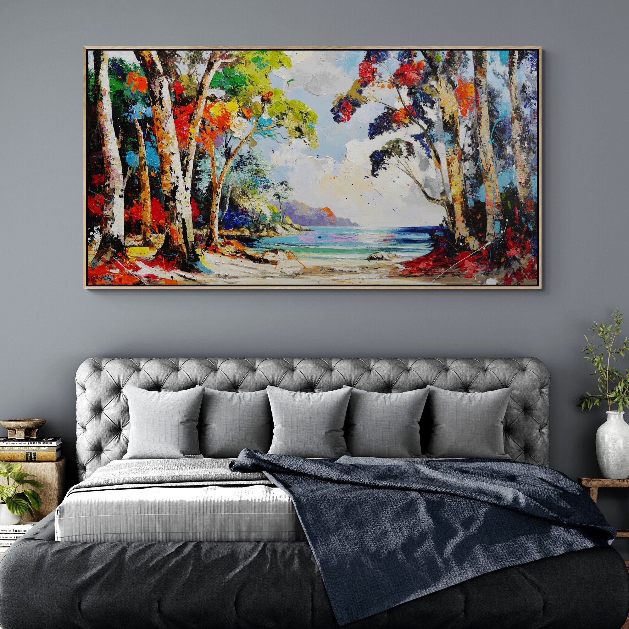 Glass Bay 190cm x 100cm FRAMED Australian Landscape Abstract Realism Textured Painting