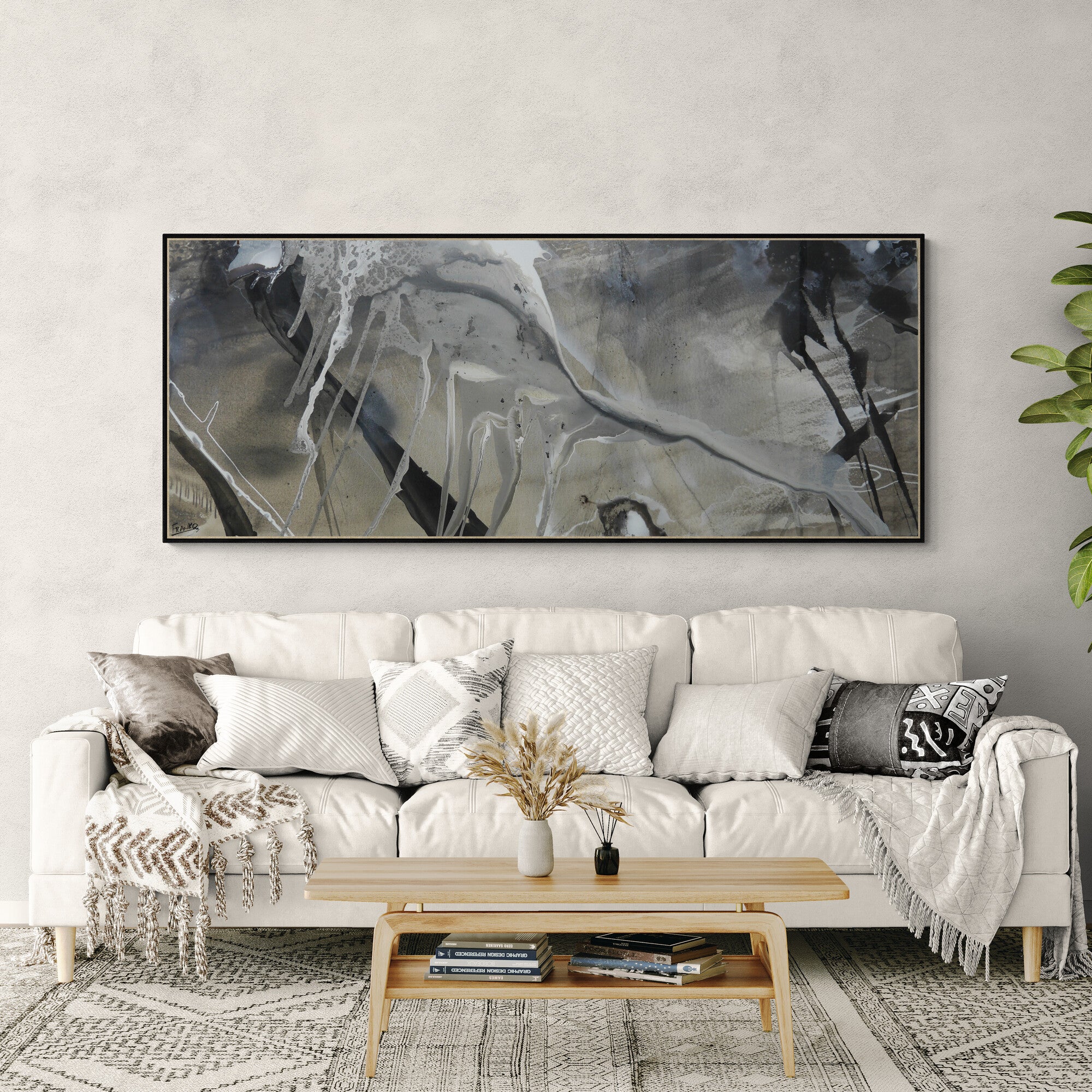 Refined 333 200cm x 80cm Blended Ink Abstract Painting