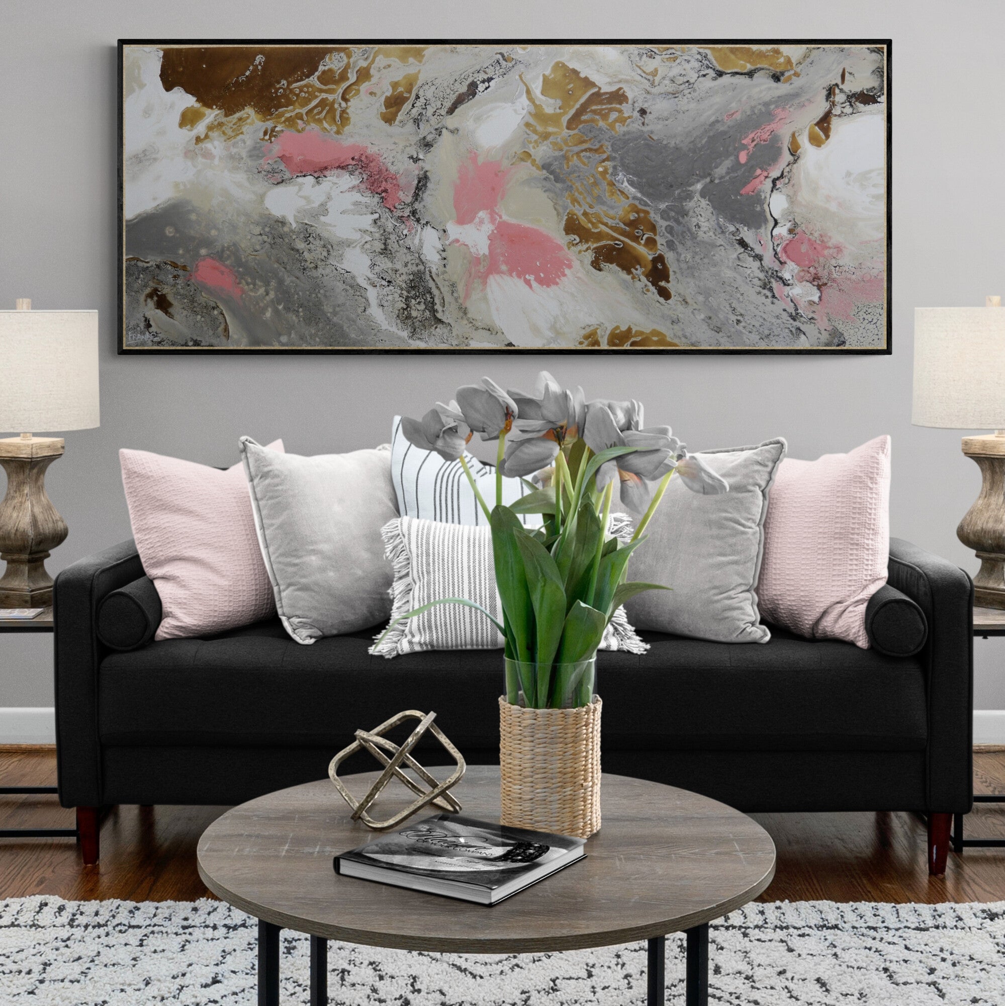 Refined 731 200cm x 80cm Blended Ink Abstract Painting