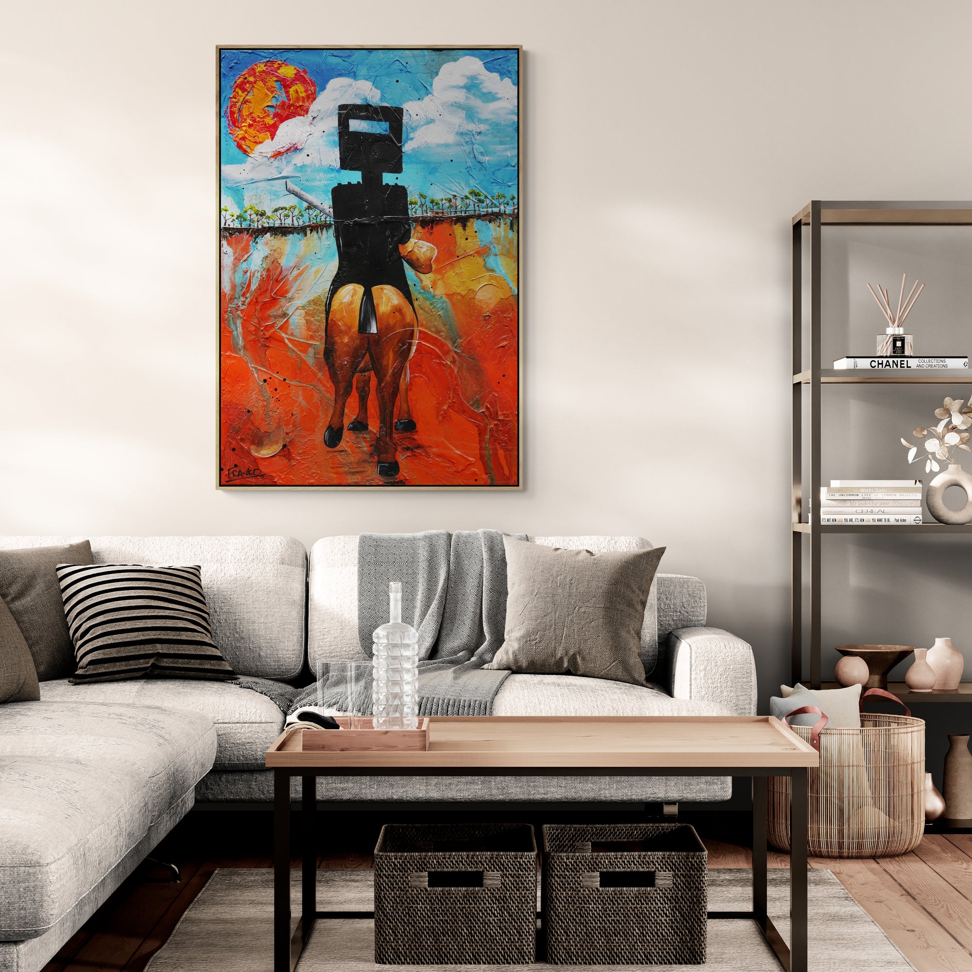 Outback Ned 67cm x 97cm Ned Kelly Abstract Realism Textured Painting (SOLD)