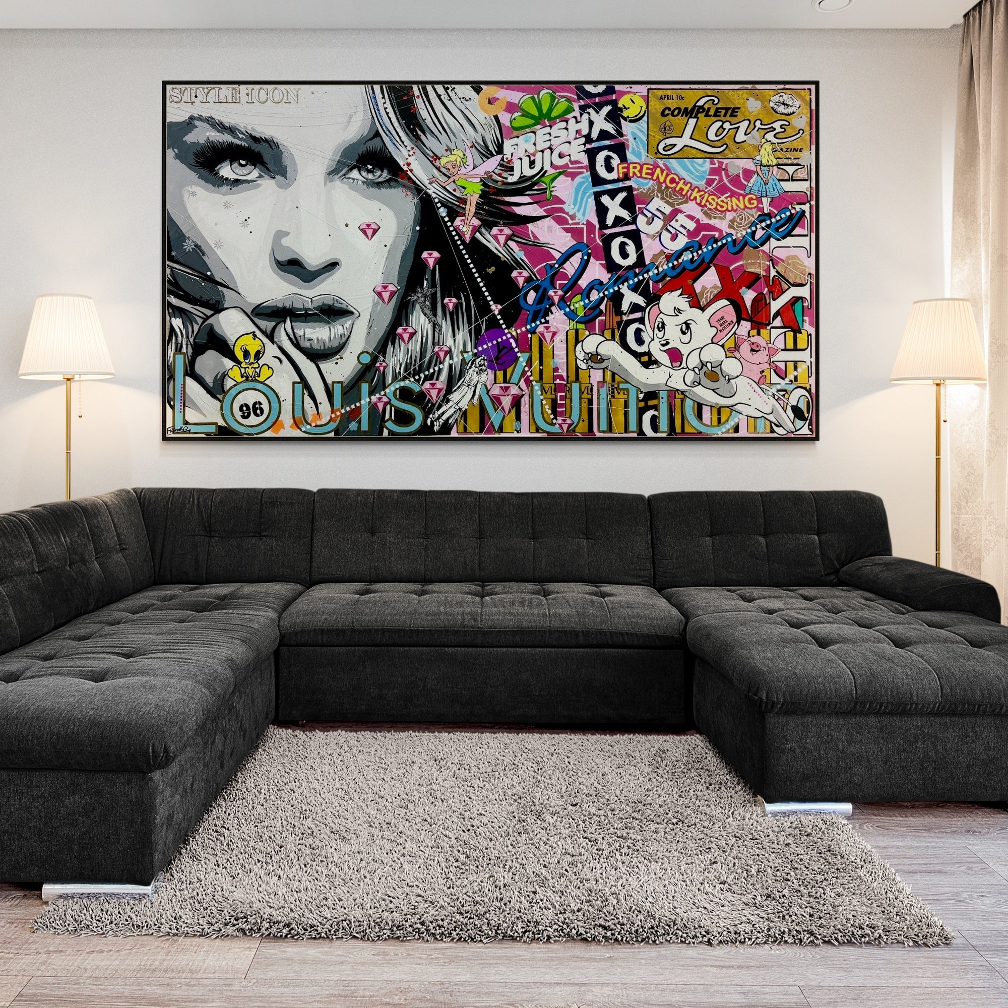 Romance and Pixie Dust 220cm x 120cm Sexy Woman Textured Urban Pop Art Painting (SOLD)