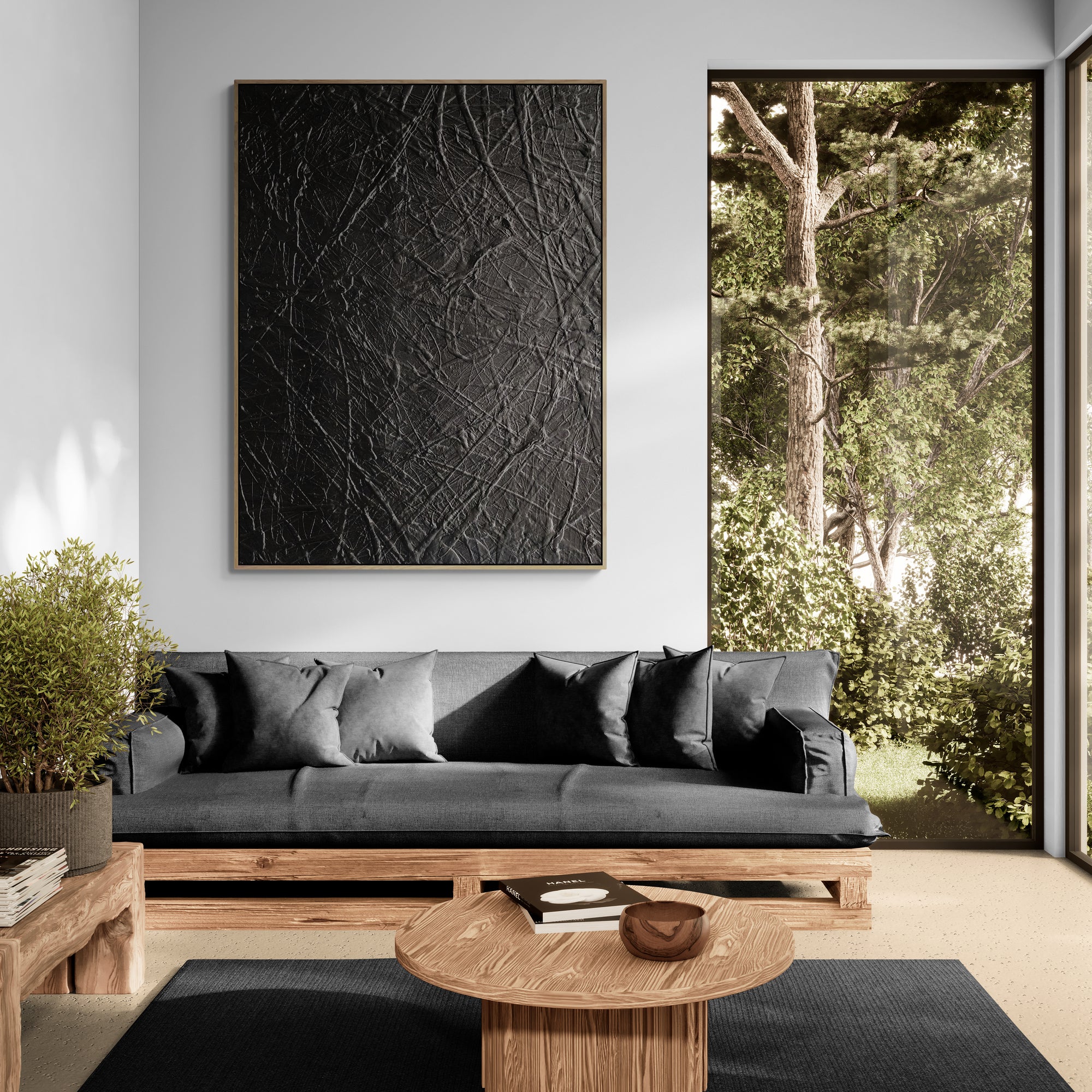 Maximus Black 140cm x 180cm Black Textured Abstract Painting (SOLD)