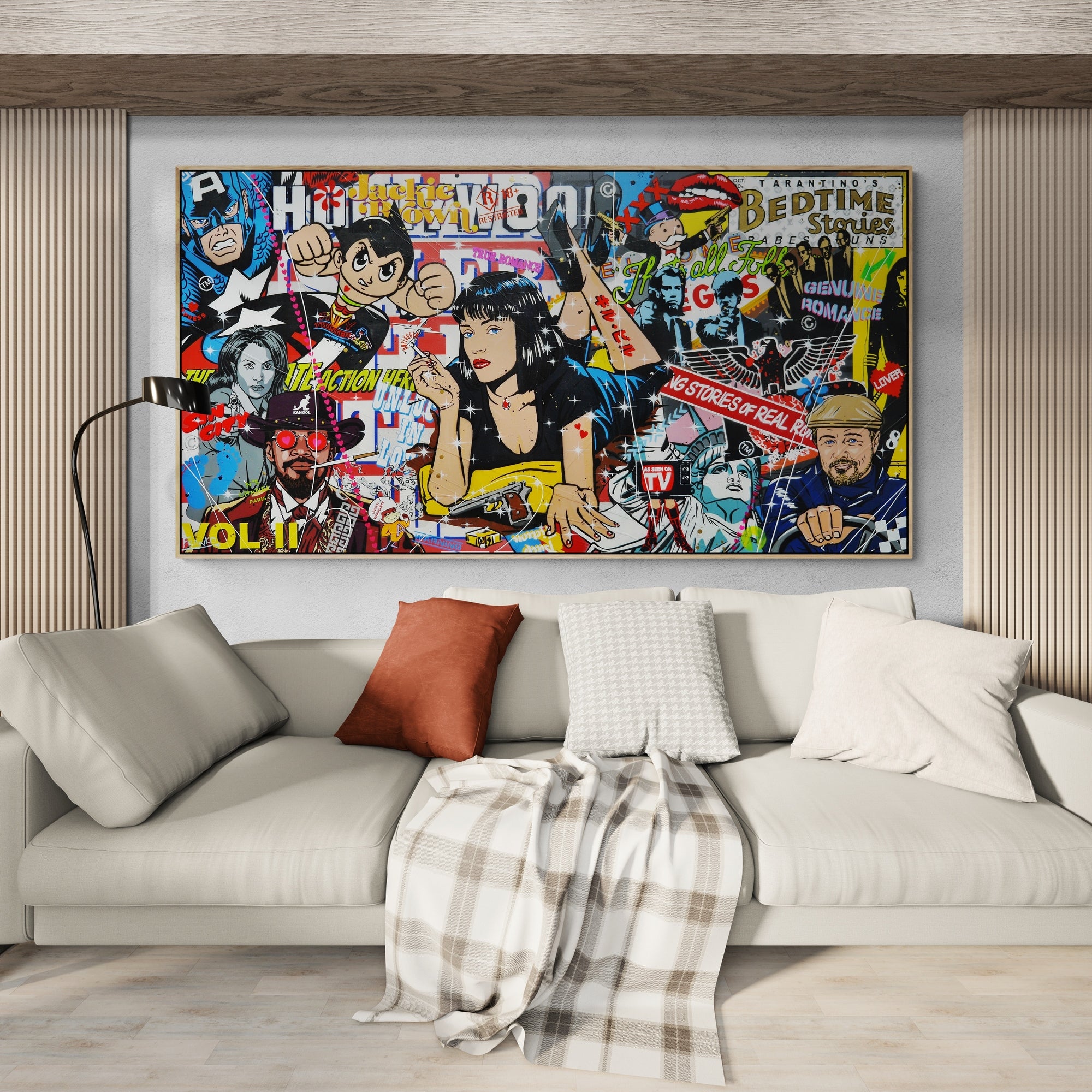 Bedtime with Quentin 190cm x 100cm Textured Urban Pop Art Painting
