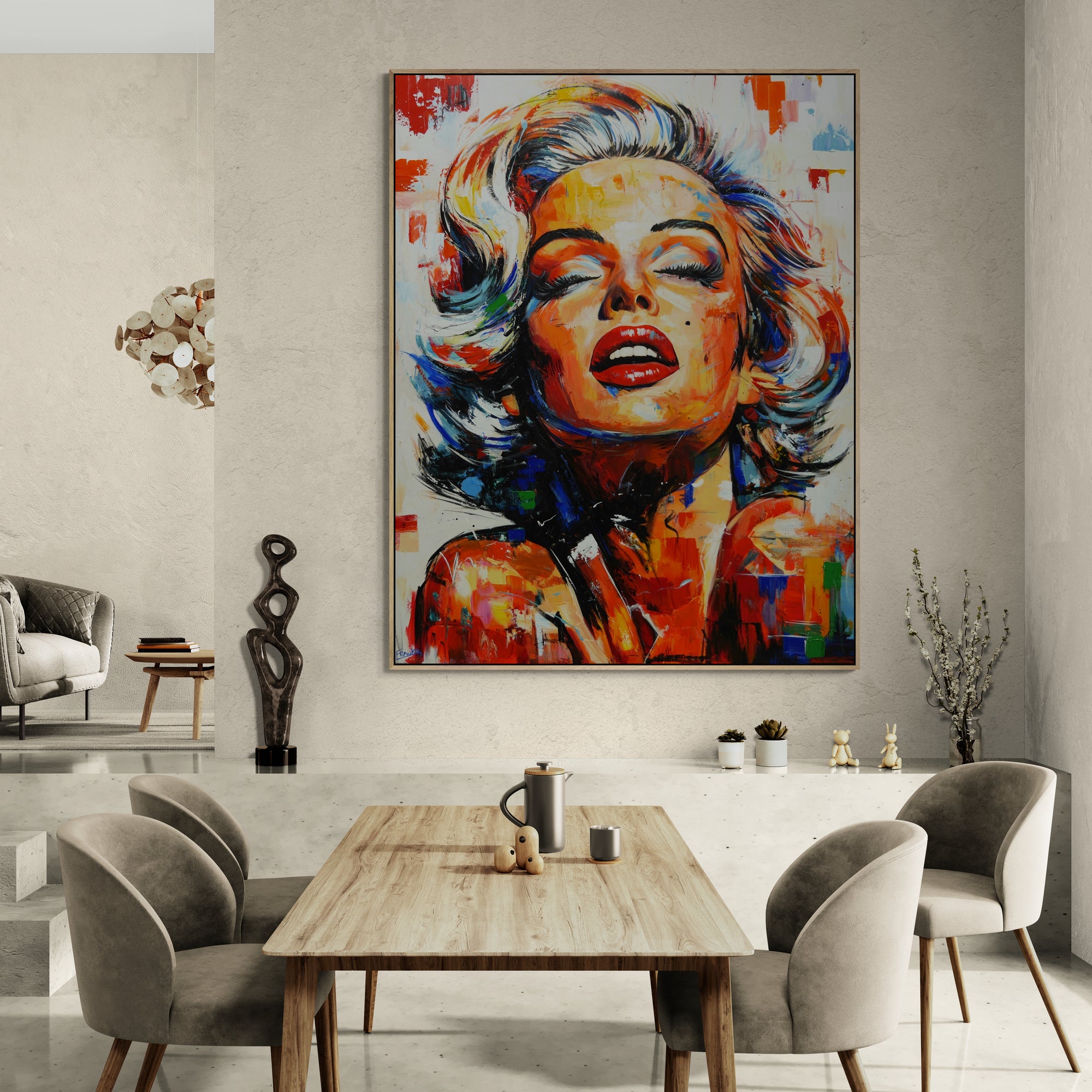 Golden Siren 140cm x 180cm FRAMED Marilyn Munroe Abstract Realism Textured Painting-people-[Franko_Artist]-[Australian_artist]-[Gold_Coast]-[Brisbane]-[modern]-[contemporary]-[original]-[Large_artwork]-[The_Block]-[Dream_Homes]-[ideas]-[Grand_Designs]-[Art_Lover]-Franklin Art Studio
