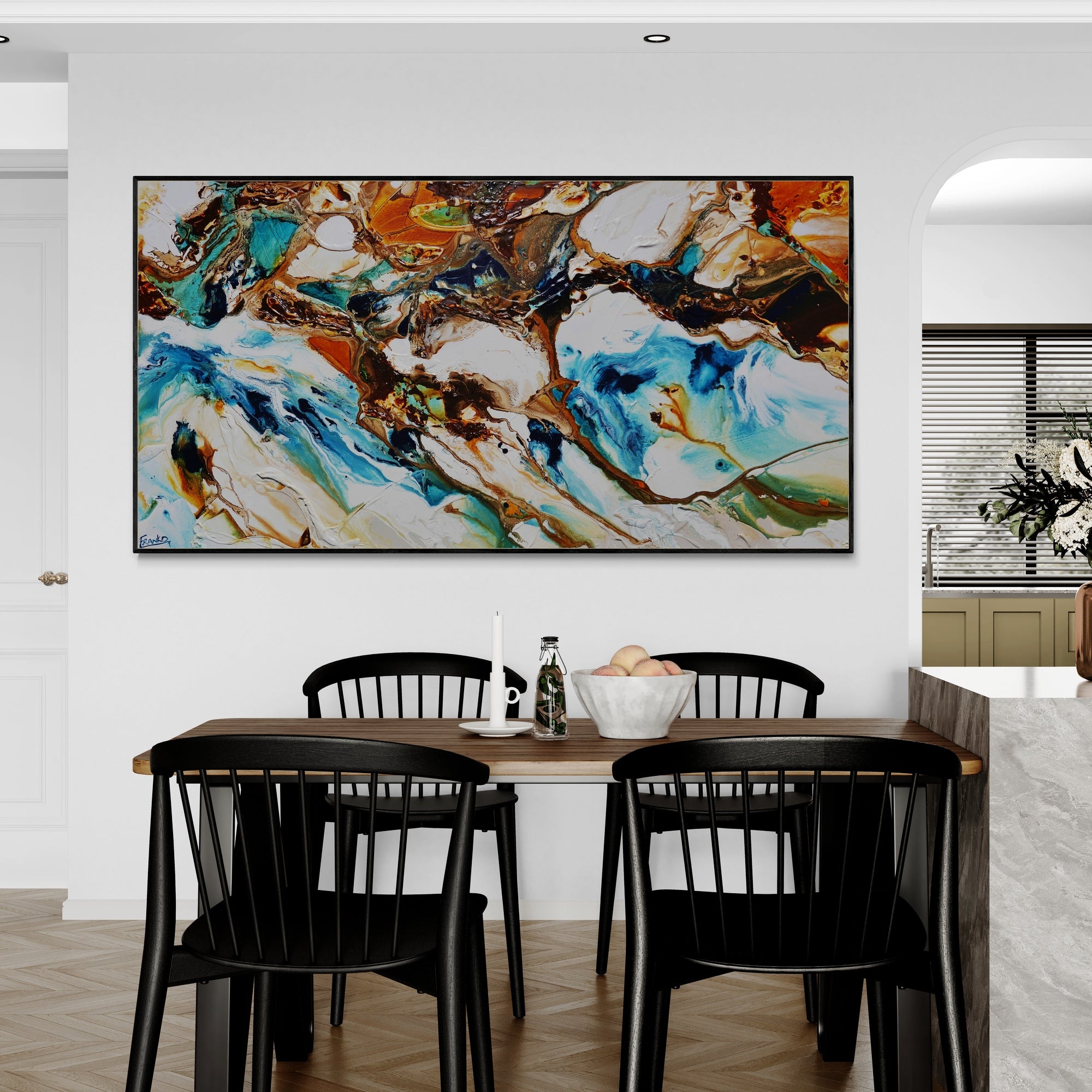 Aquatic Transition 190cm x 100cm Textured Abstract Painting