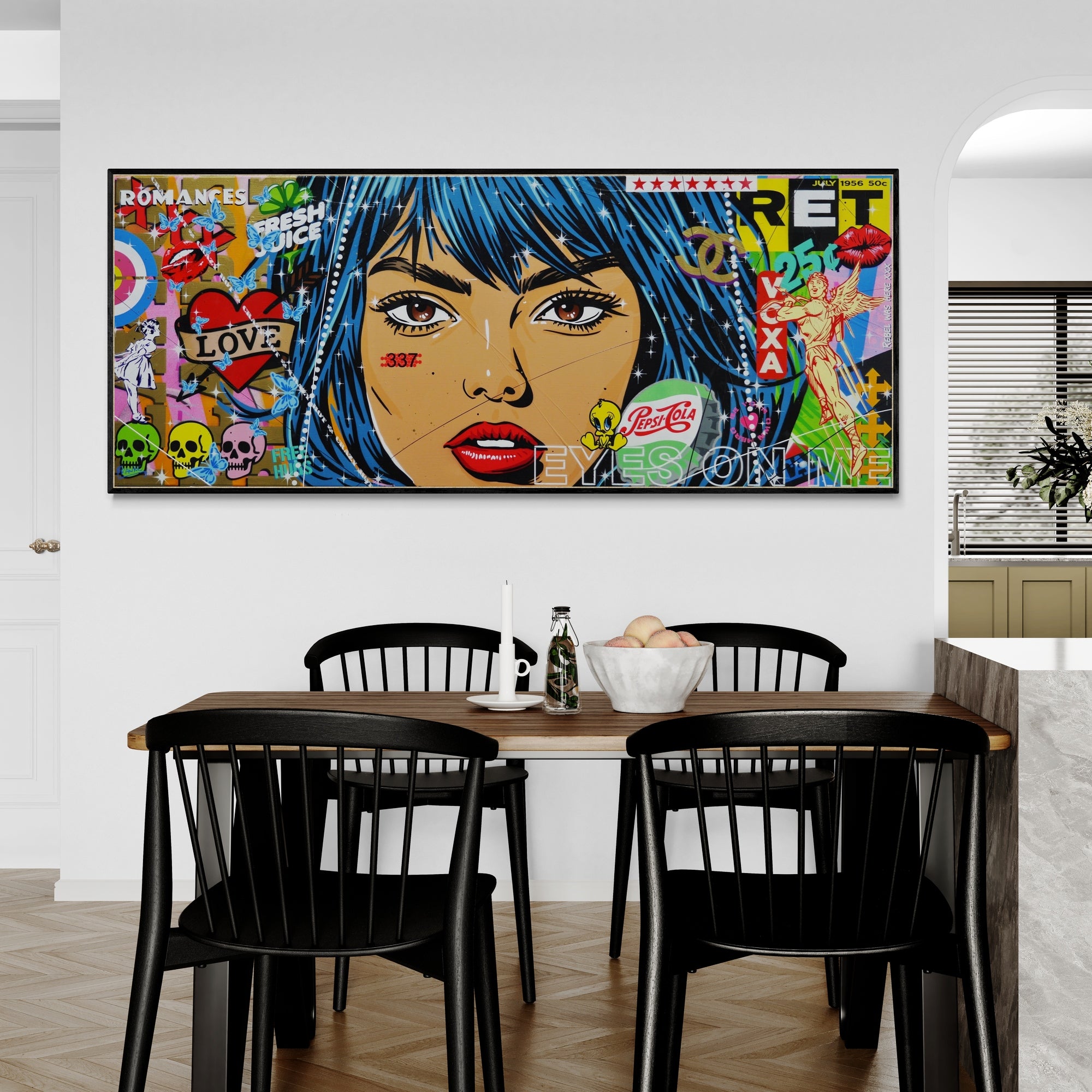 All Eyes On Me 200cm x 80cm Textured Urban Pop Art Painting-Urban Pop Art-[Franko_Artist]-[Australian_artist]-[Gold_Coast]-[Brisbane]-[modern]-[contemporary]-[original]-[Large_artwork]-[The_Block]-[Dream_Homes]-[ideas]-[Grand_Designs]-[Art_Lover]-Franklin Art Studio