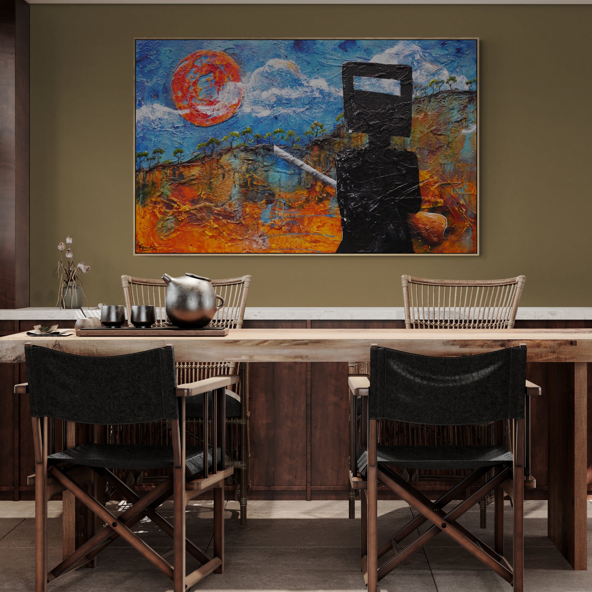 I'd rather be Ned 160cm x 100cm Ned Kelly Abstract Realism Textured Painting (SOLD)-people-[Franko Artist]-[Cheryl]-[Wendy]-[Gabriela]-Franklin Art Studio
