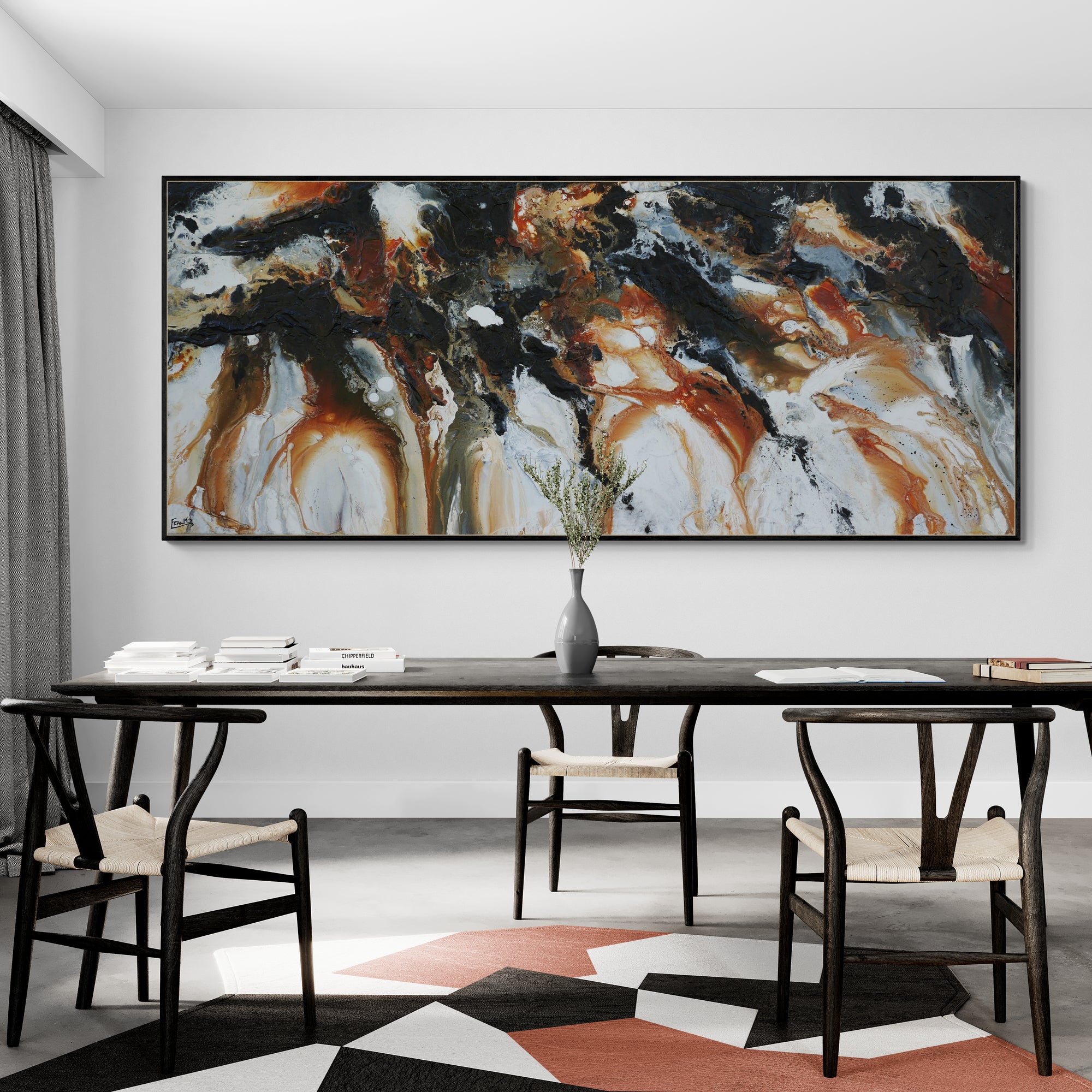 Rustic Devotion 240cm x 100cm White Rust Black Textured Abstract Painting