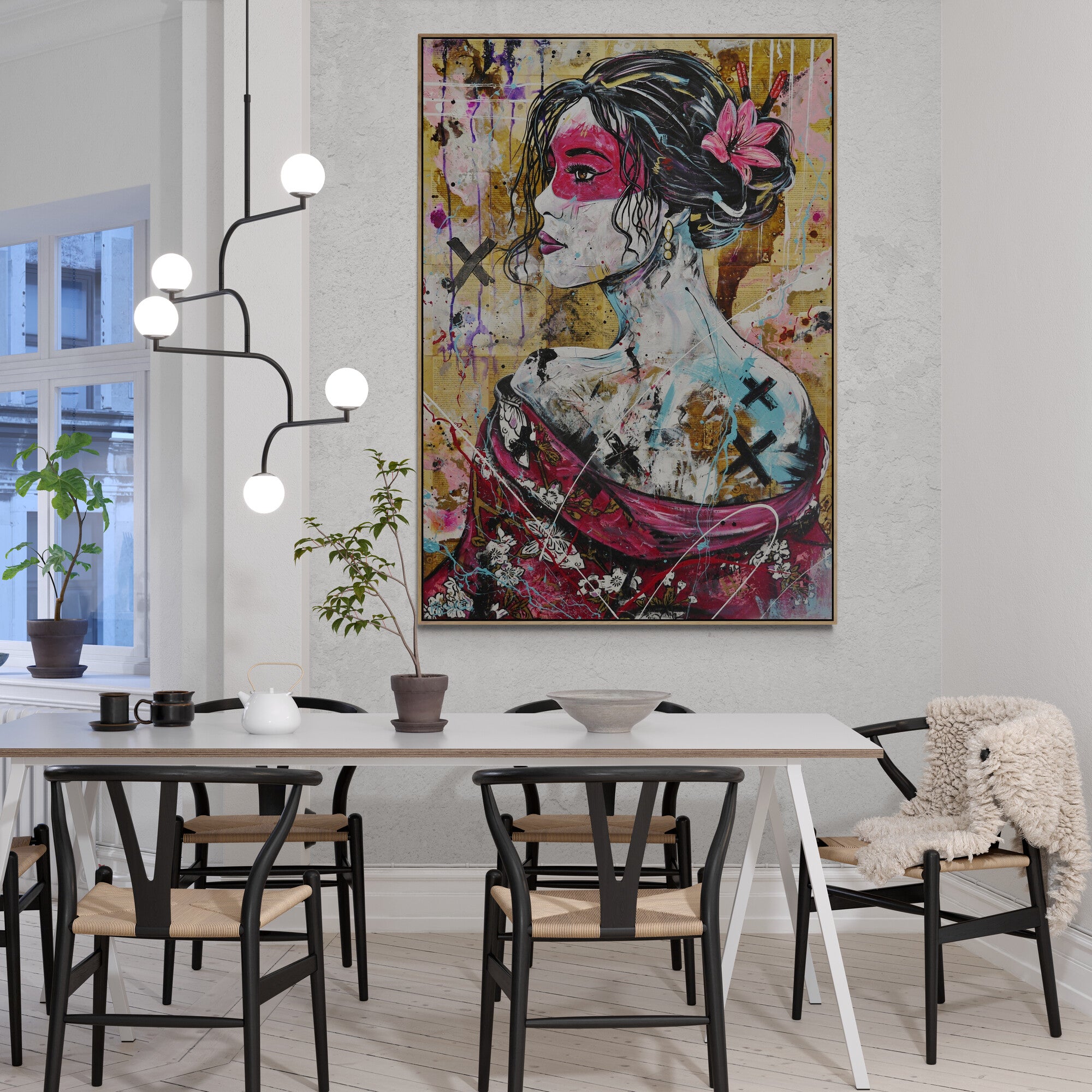 Rubi 100cm x 140cm Geisha Abstract Realism Book Club Painting
