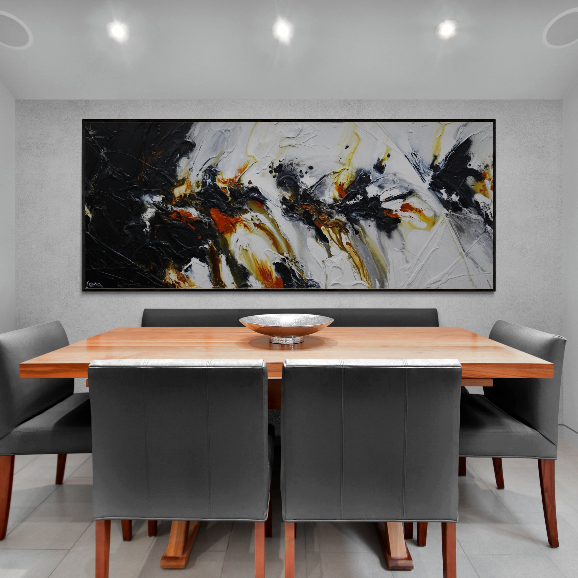 Sienna Steel 240cm x 100cm Textured Abstract Painting