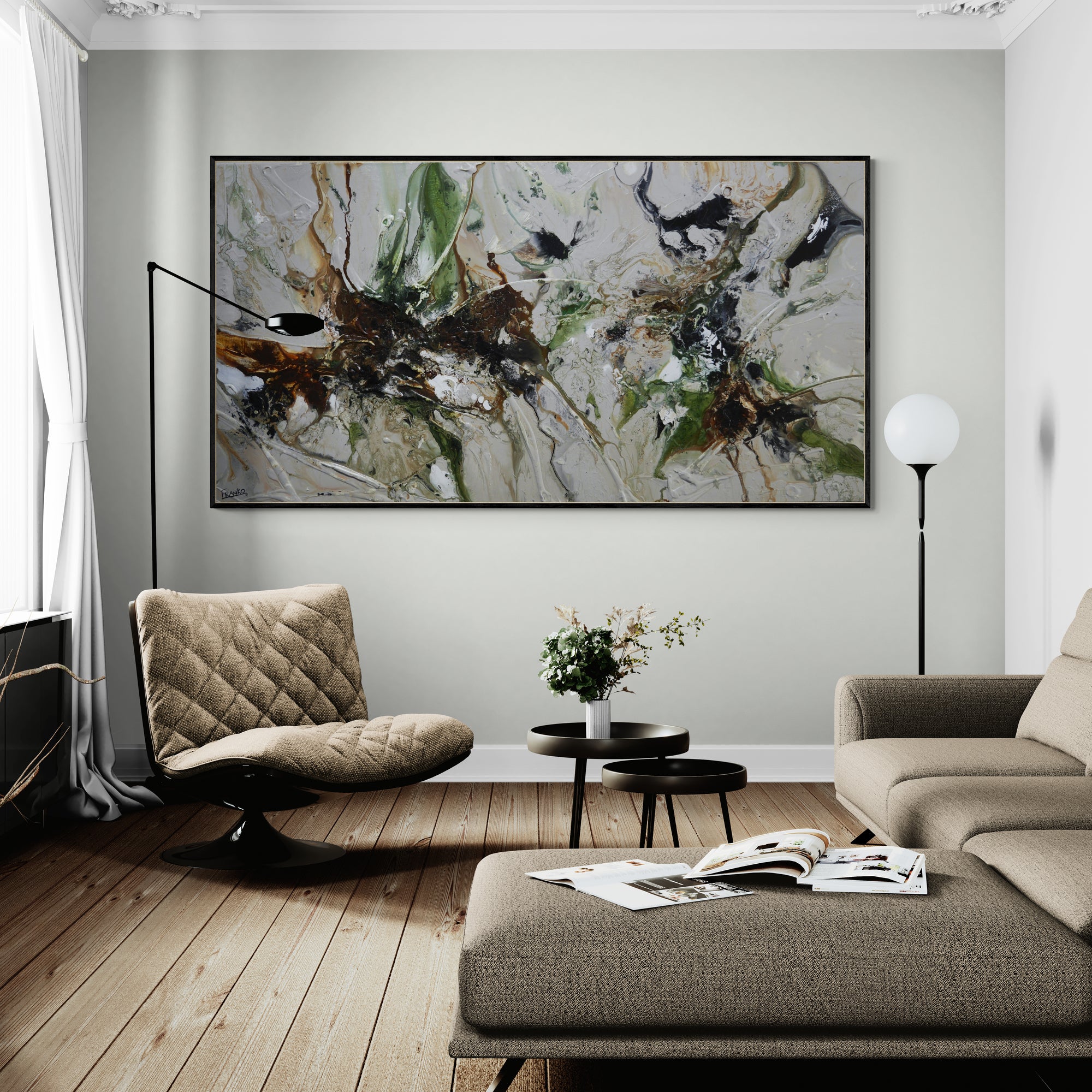 Olives and Coconuts 190cm x 100cm Textured Abstract Painting