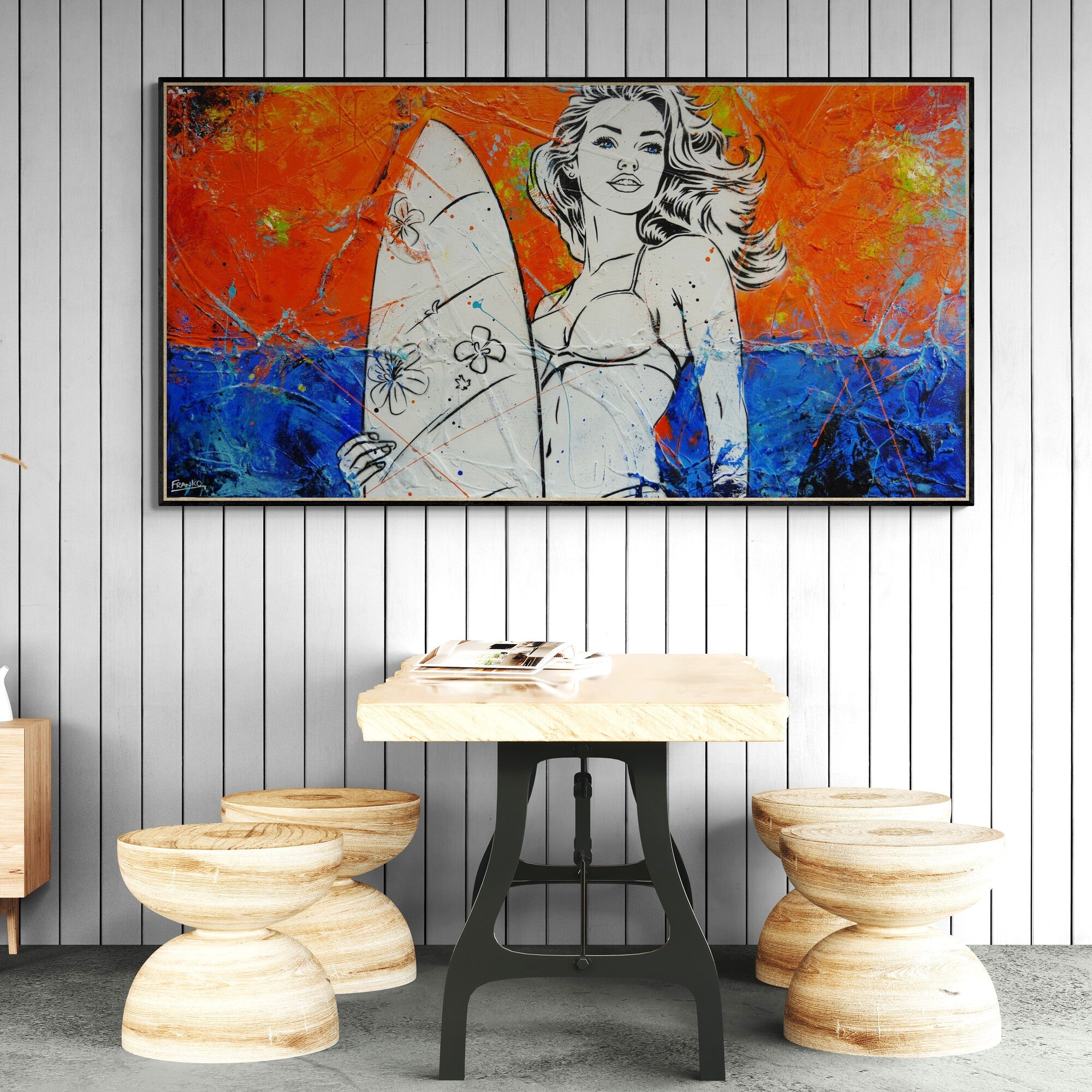 Summer Vibes 190cm x 100cm Cocktails Textured Urban Pop Art Painting