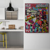 Stick em' up 120cm x 150cm Graffiti Textured Urban Pop Art Painting-Urban Pop Art-[Franko Artist]-[The Block]-[Dream Homes]-[ideas]-Franklin Art Studio