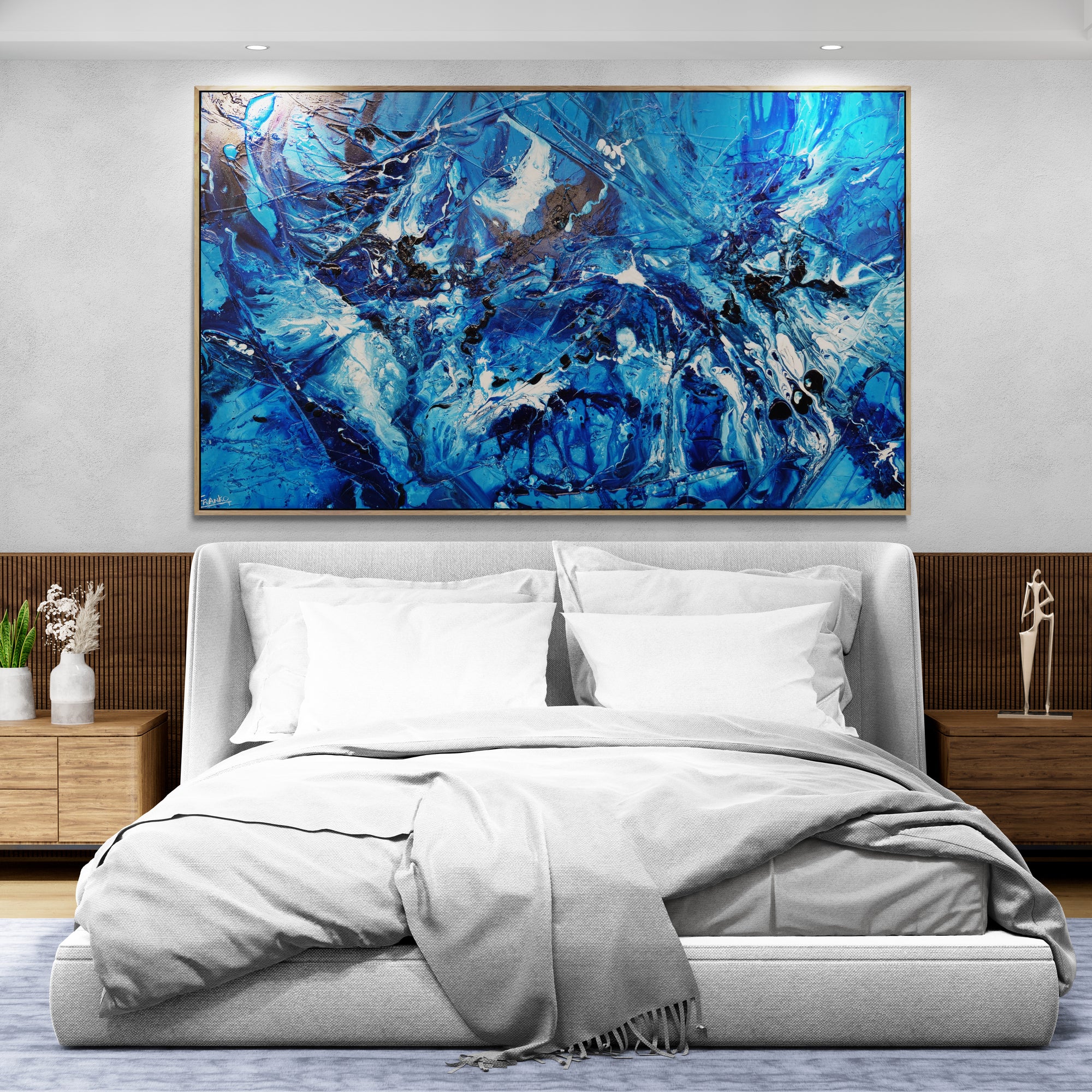 Aquafied 200cm x 120cm Blue White Textured Abstract Painting (SOLD)