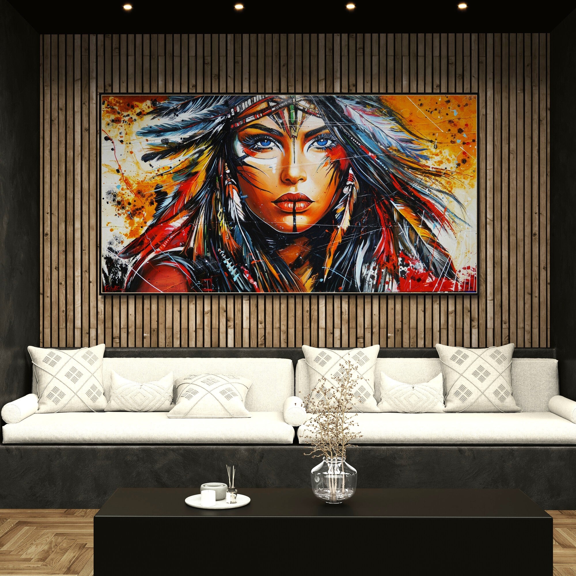 Takoda 190cm x 100cm FRAMED Warrioress Abstract Realism Textured Painting