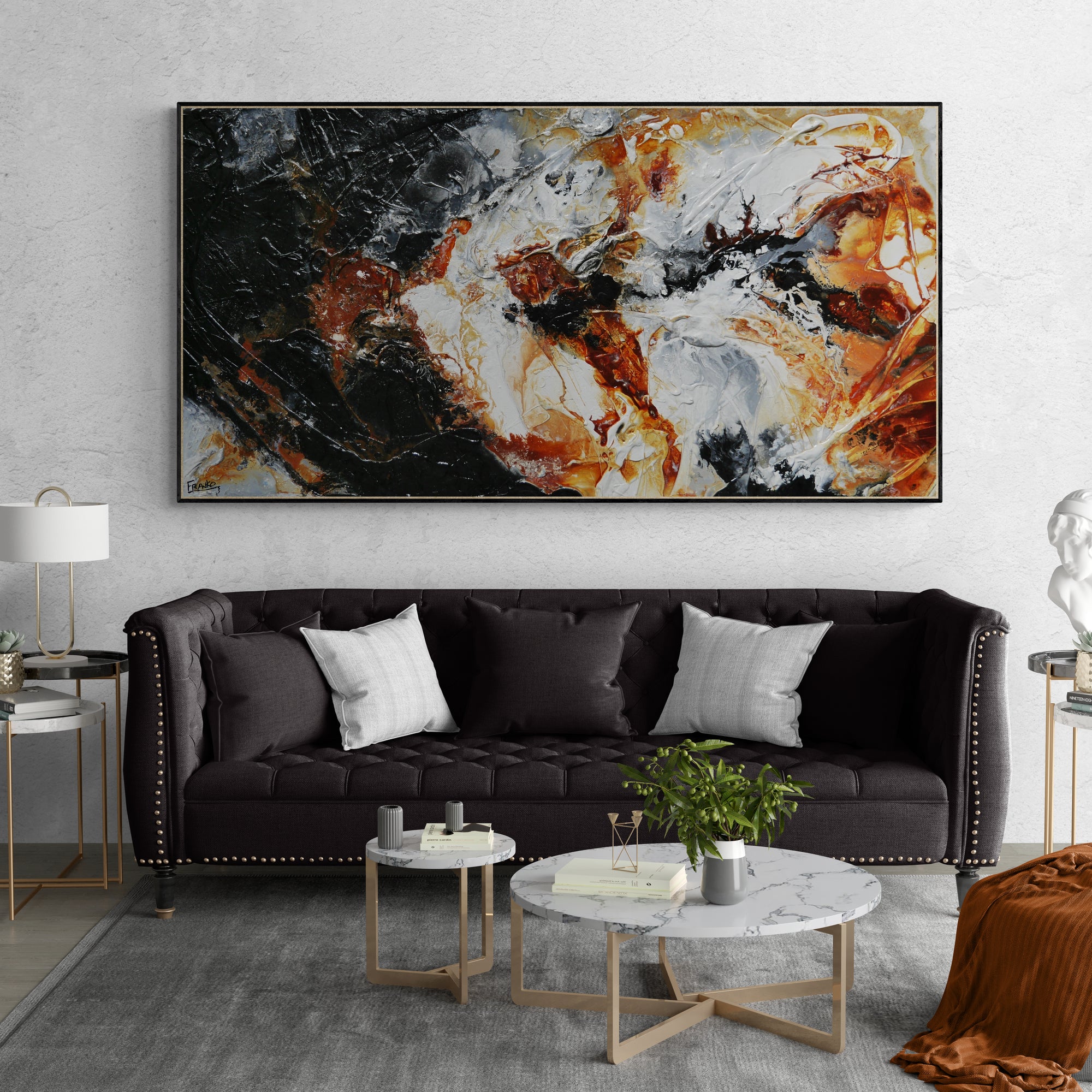 Oxide Nero 190cm x 100cm Textured Abstract Painting (SOLD)-Abstract-[Franko Artist]-[Cheryl]-[Wendy]-[Gabriela]-Franklin Art Studio