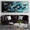 Southern Impact 240cm x 100cm Teal Black Textured Abstract Painting (SOLD)-Abstract-[Franko Artist]-[Cheryl]-[Wendy]-[Gabriela]-Franklin Art Studio