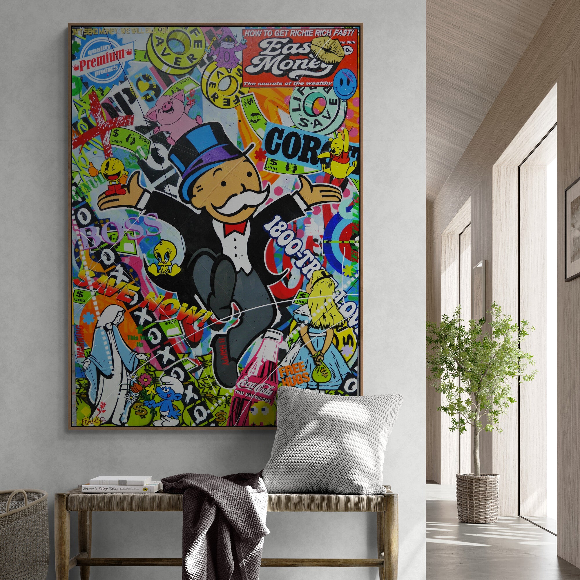 The Secrets 100cm x 140cm Monopoly Man Textured Urban Pop Art Painting