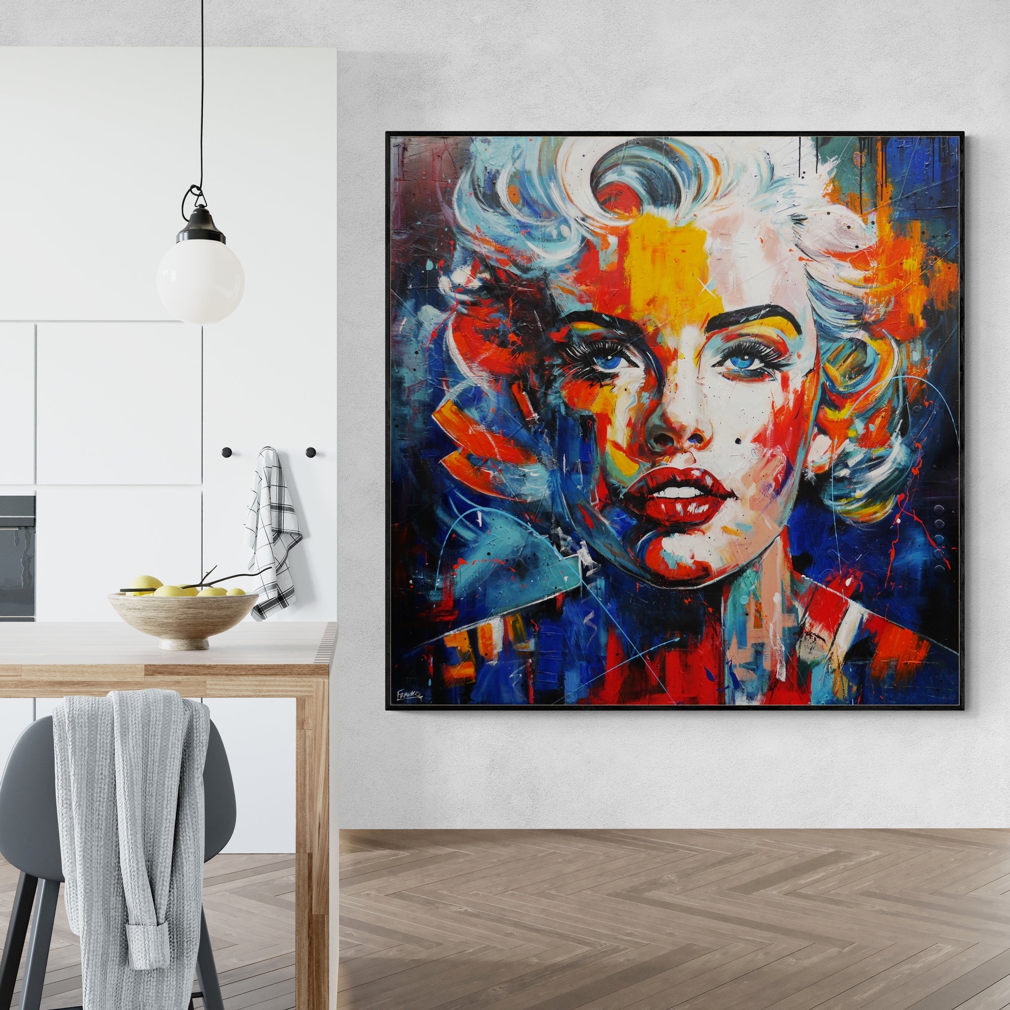 Madame 200cm x 200cm FRAMED Marilyn Monroe Abstract Realism Textured Painting