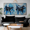 Midnight Ice 190cm x 100cm Blue White Textured Abstract Painting-Abstract-[Franko Artist]-[The Block]-[Dream Homes]-[ideas]-Franklin Art Studio