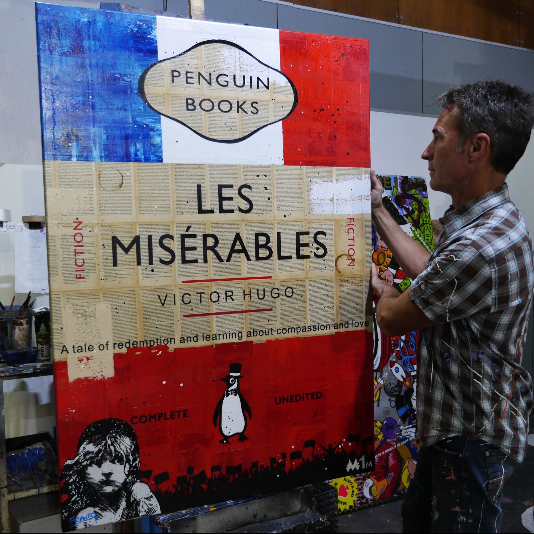 Les Mis 140cm x 100cm French Urban Pop Book Club Painting-book club-[Franko]-[Australian]-[Popular]-[Best Selling]-Franklin Art Studio