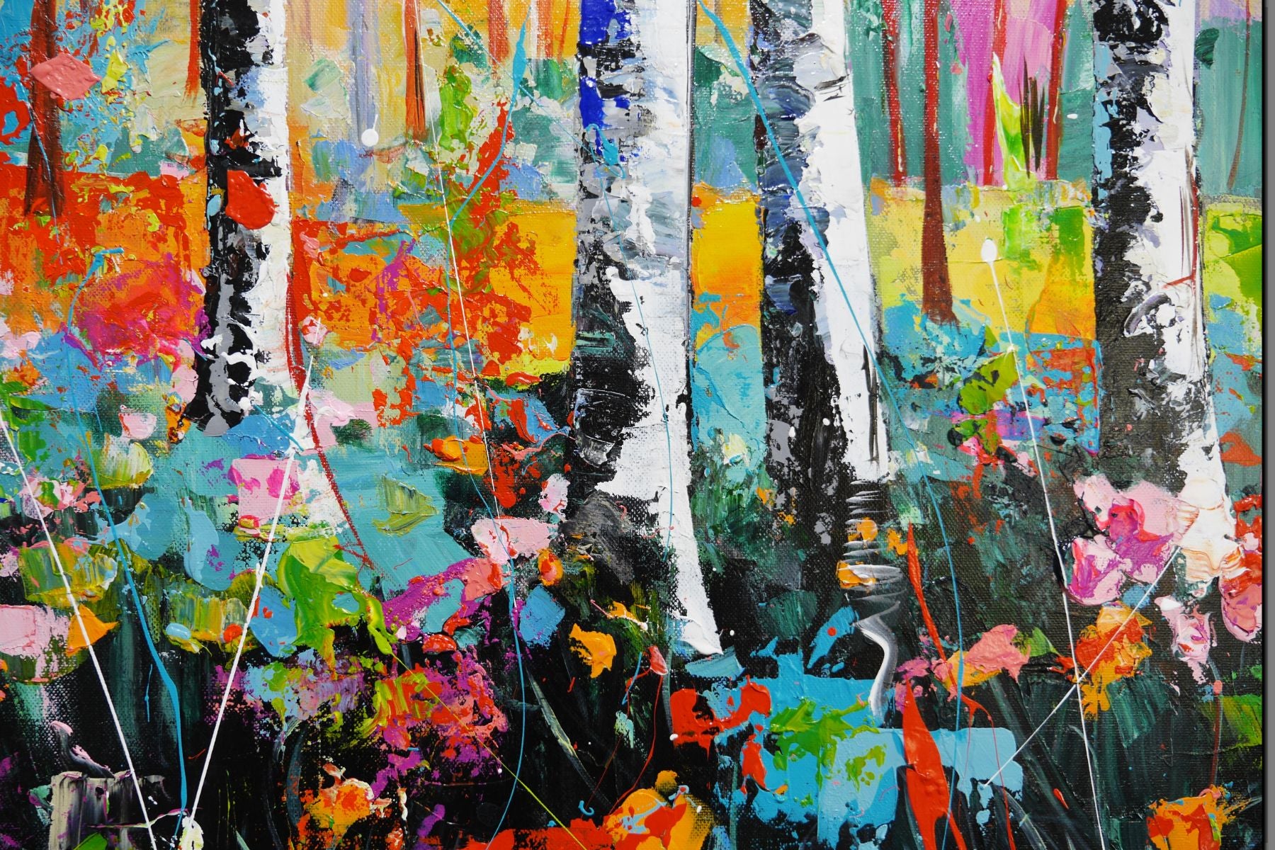 Silverwoods Forest 190cm x 100cm Framed Landscape Textured Abstract Painting (SOLD)