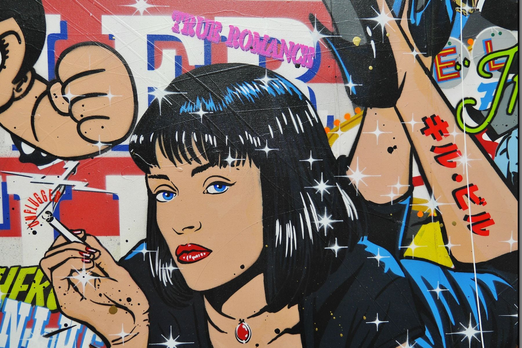 Bedtime with Quentin 190cm x 100cm Textured Urban Pop Art Painting