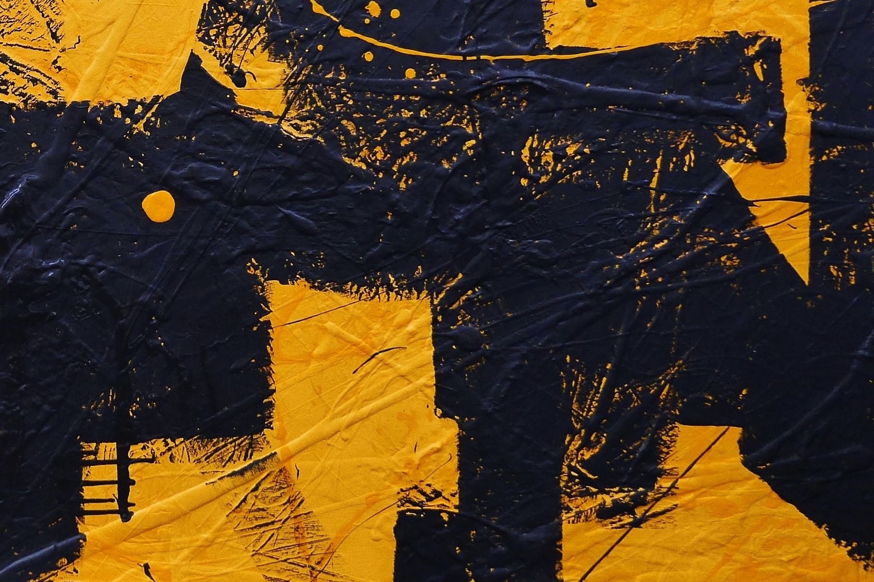Stay Golden 240cm x 120cm Black and Yellow Textured Abstract Painting