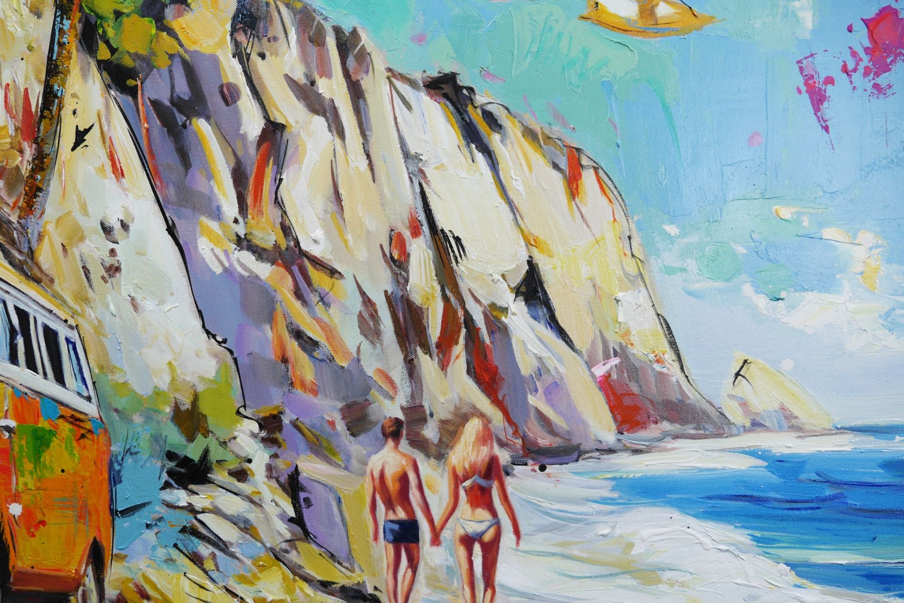 Freedom Beach 120cm x 120cm Abstract Realism Textured Framed Painting (SOLD)