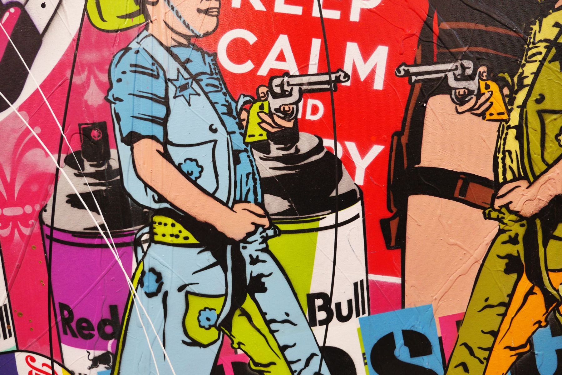 Stick em' up 120cm x 150cm Graffiti Textured Urban Pop Art Painting