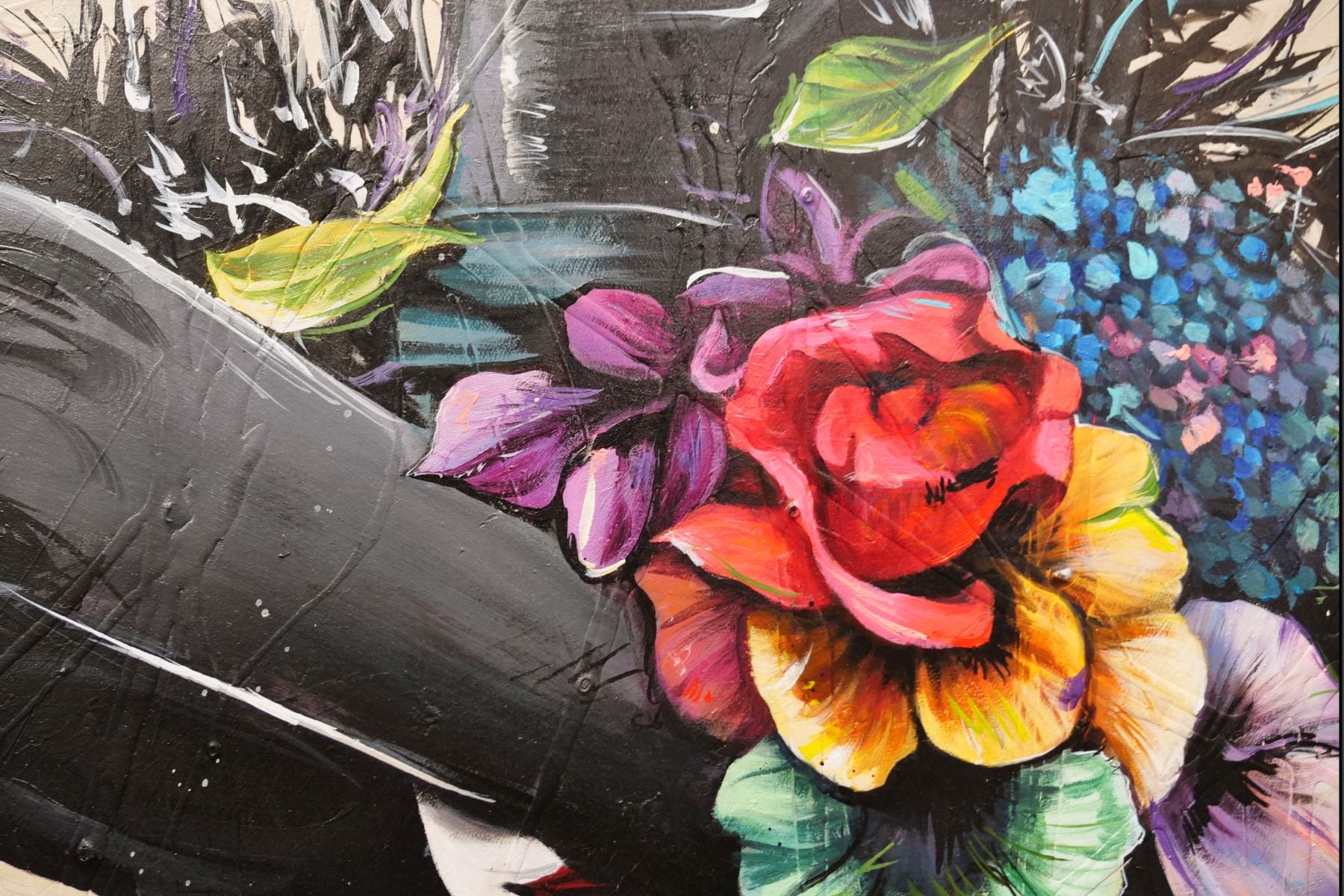 Summer 75cm x 100cm Flower Hat Abstract Elegance Textured Painting (SOLD)