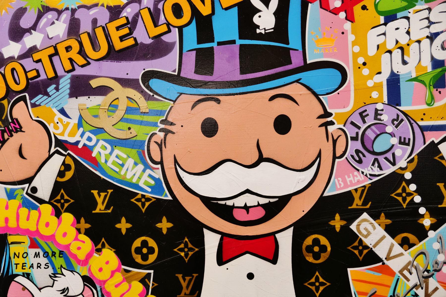 Jackpot Money 190cm x 100cm Monopoly Man Textured Urban Pop Art Painting (SOLD)