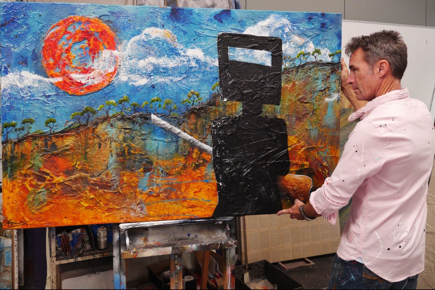 I'd rather be Ned 160cm x 100cm Ned Kelly Abstract Realism Textured Painting (SOLD)-people-[Franko Artist]-[Gold Coast]-[Brisbane]-[Huge]-Franklin Art Studio