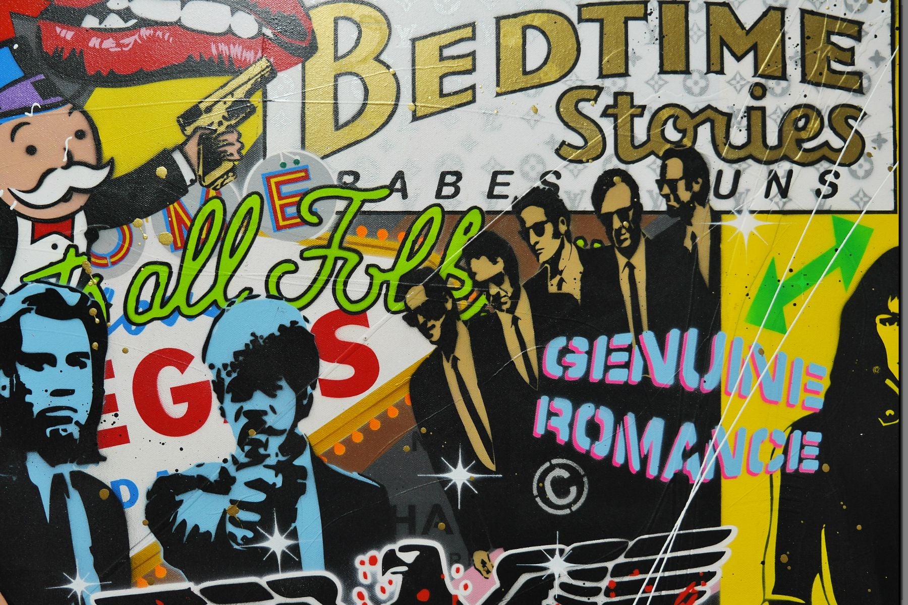 Bedtime with Quentin 190cm x 100cm Textured Urban Pop Art Painting