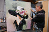 Margot 120cm x 100cm Flower Hat Abstract Elegance Textured Painting (SOLD)-people-[Franko Artist]-[Gold Coast]-[Brisbane]-[Huge]-Franklin Art Studio